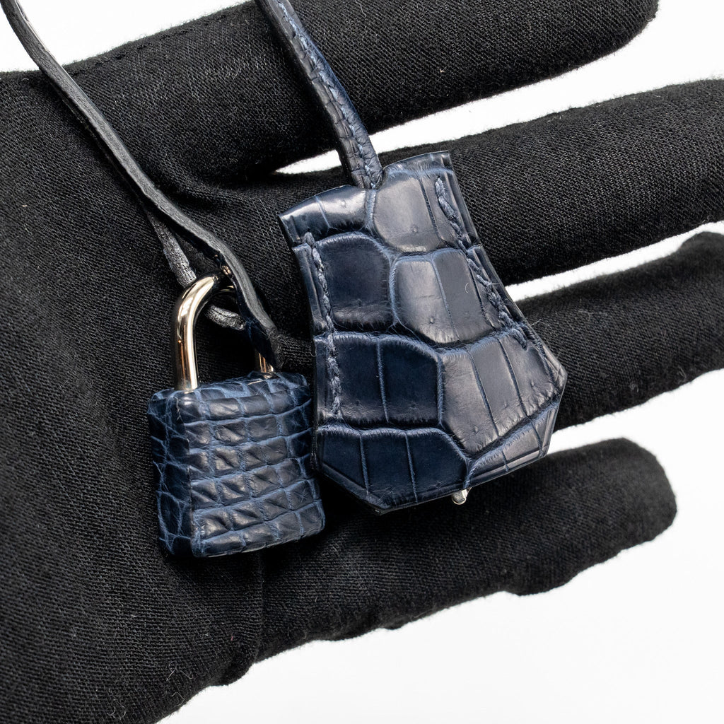 HERMES KELLY 25 CROCODILE NILOTICUS MATT BLUE MARINE SHW