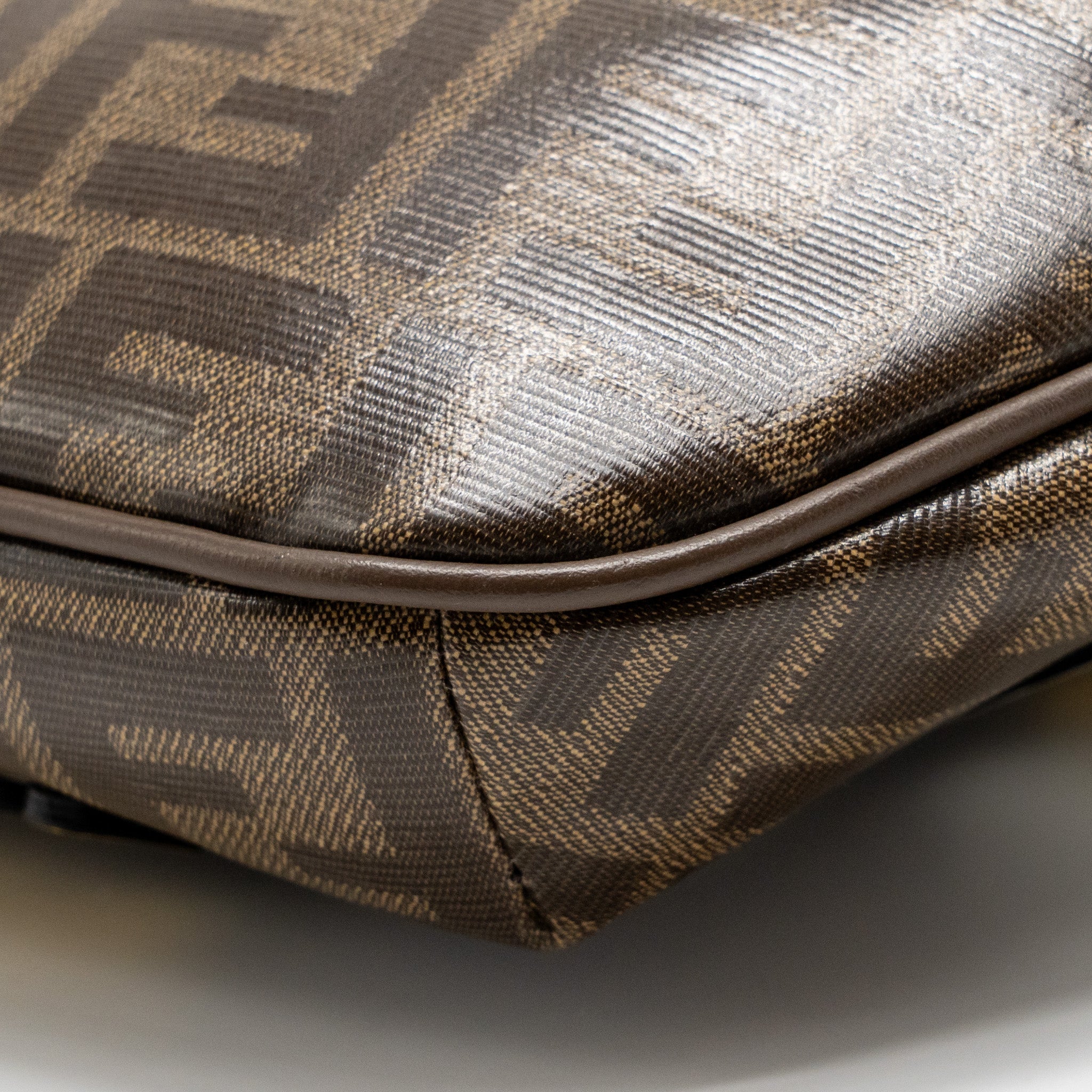 FENDI ROMA FENDI WAIST BAG FF CANVAS BROWN GHW