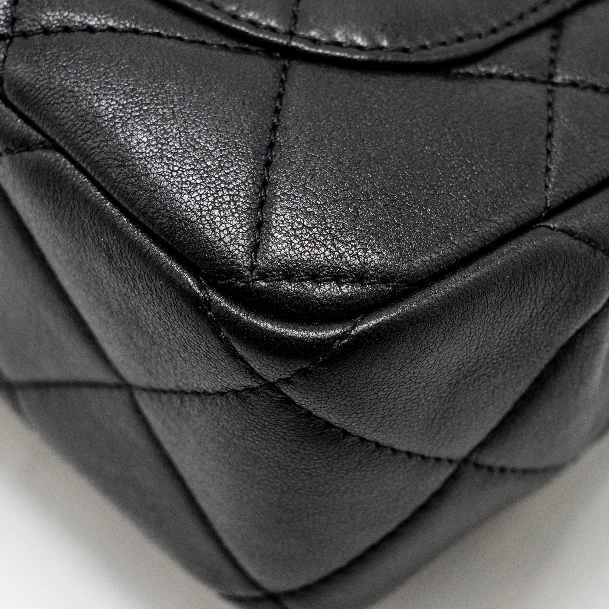 CHANEL 23C ROUND HANDLE MINI SQUARE FLAP BAG LAMBSKIN BLACK GHW (MICROCHIP)