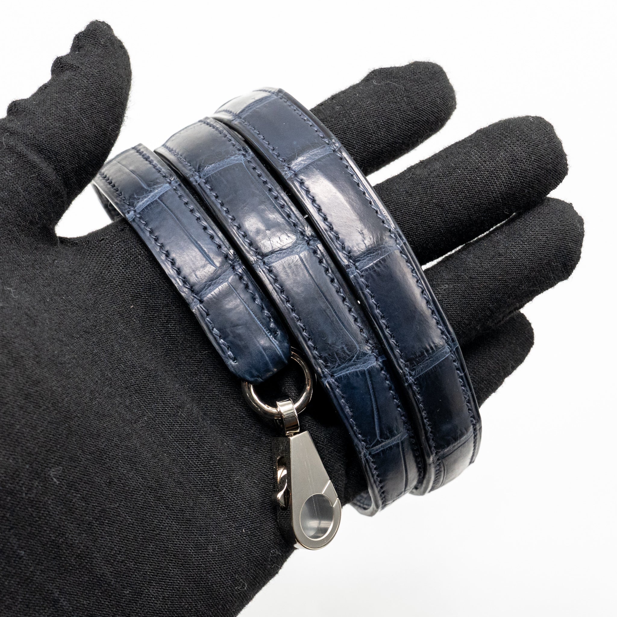 HERMES KELLY 25 CROCODILE NILOTICUS MATT BLUE MARINE SHW
