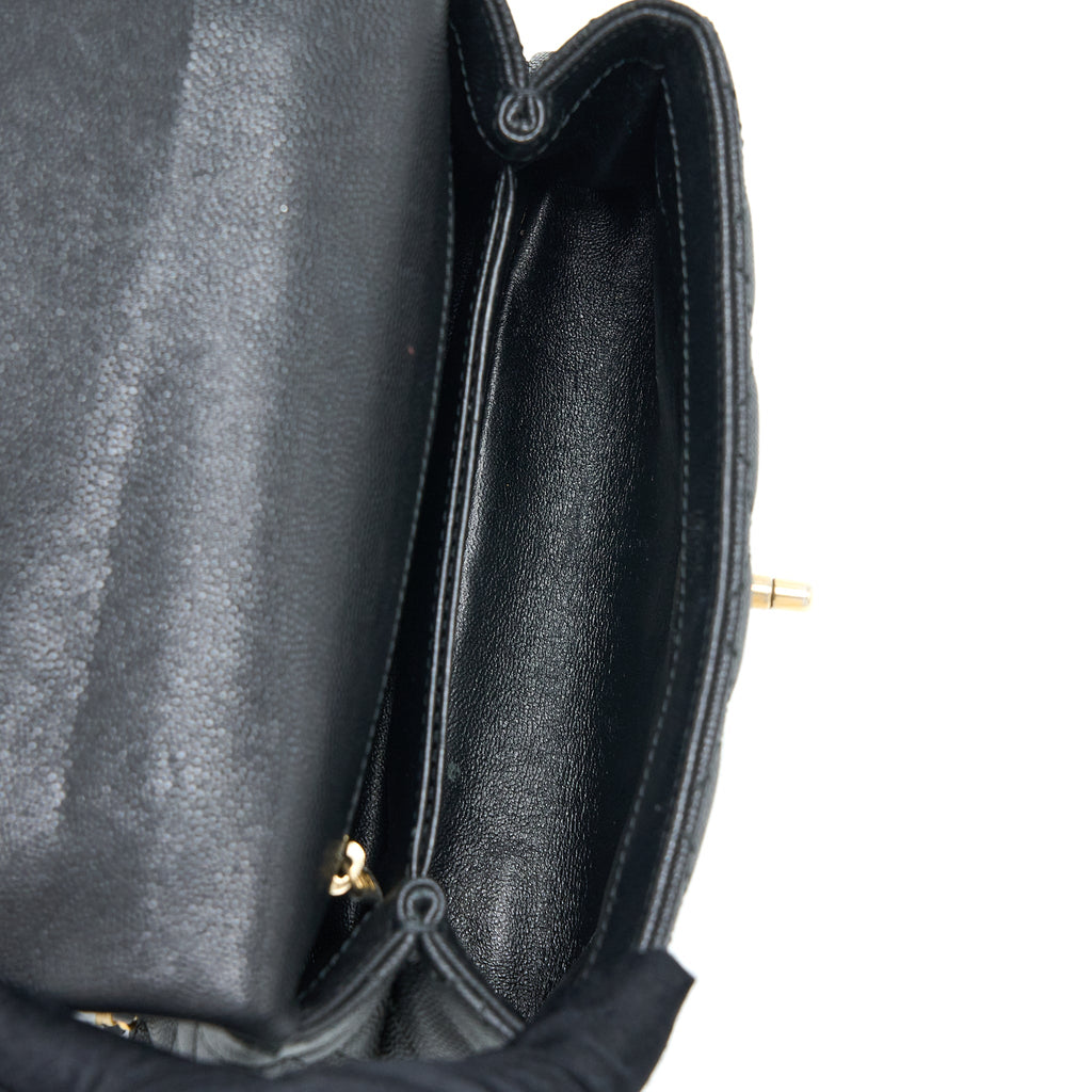 CHANEL SMALL COCO HANDLE CAVIAR WITH LIZARD HANDLE BLACK GHW
