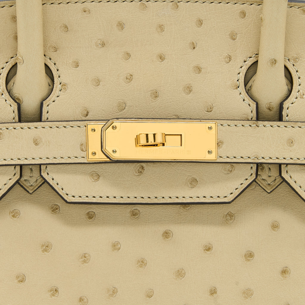 HERMES BIRKIN 30 OSTRICH 3C PARCHEMIN GHW