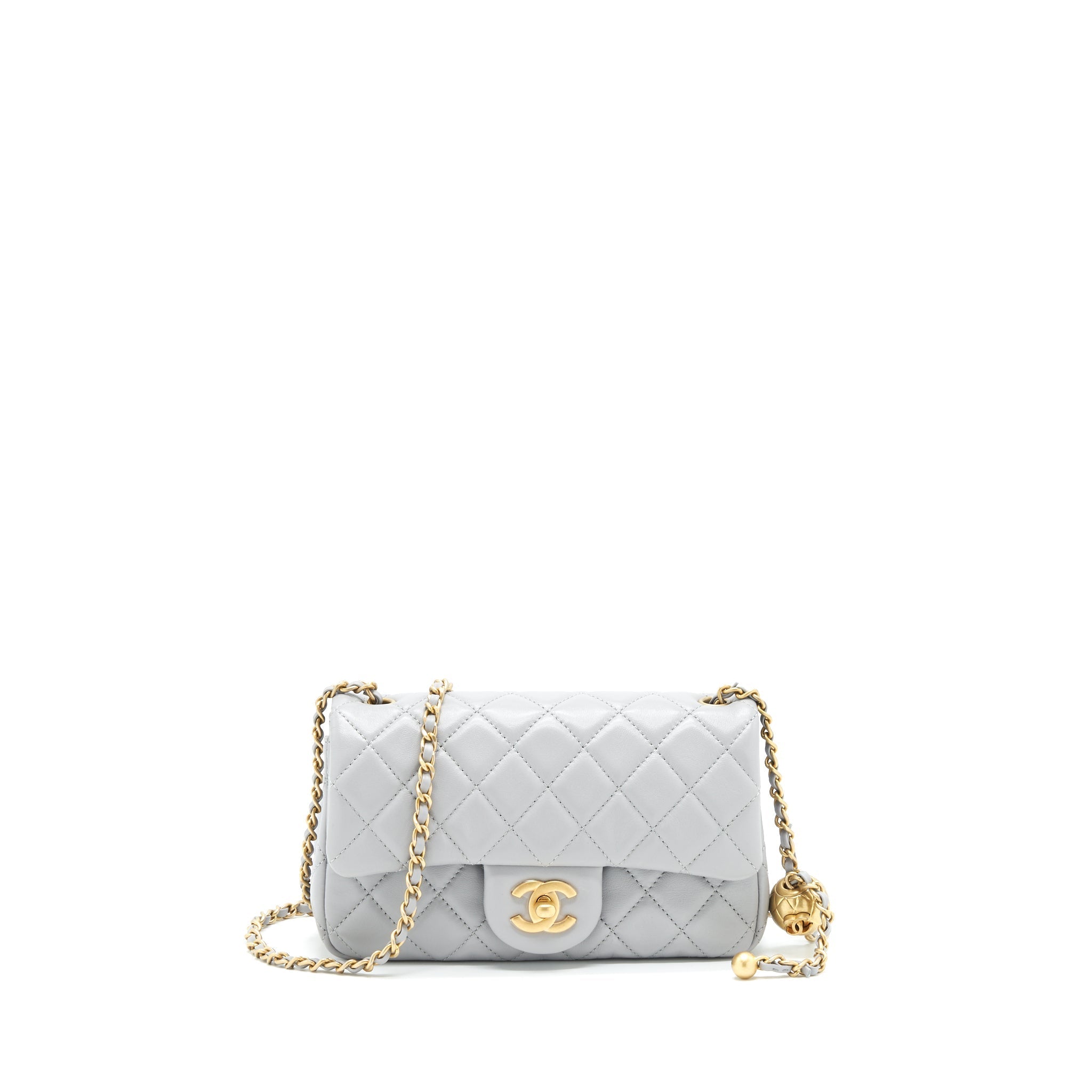 CHANEL 21B PEARL CRUSH MINI RECTANGULAR FLAP BAG GREY GHW