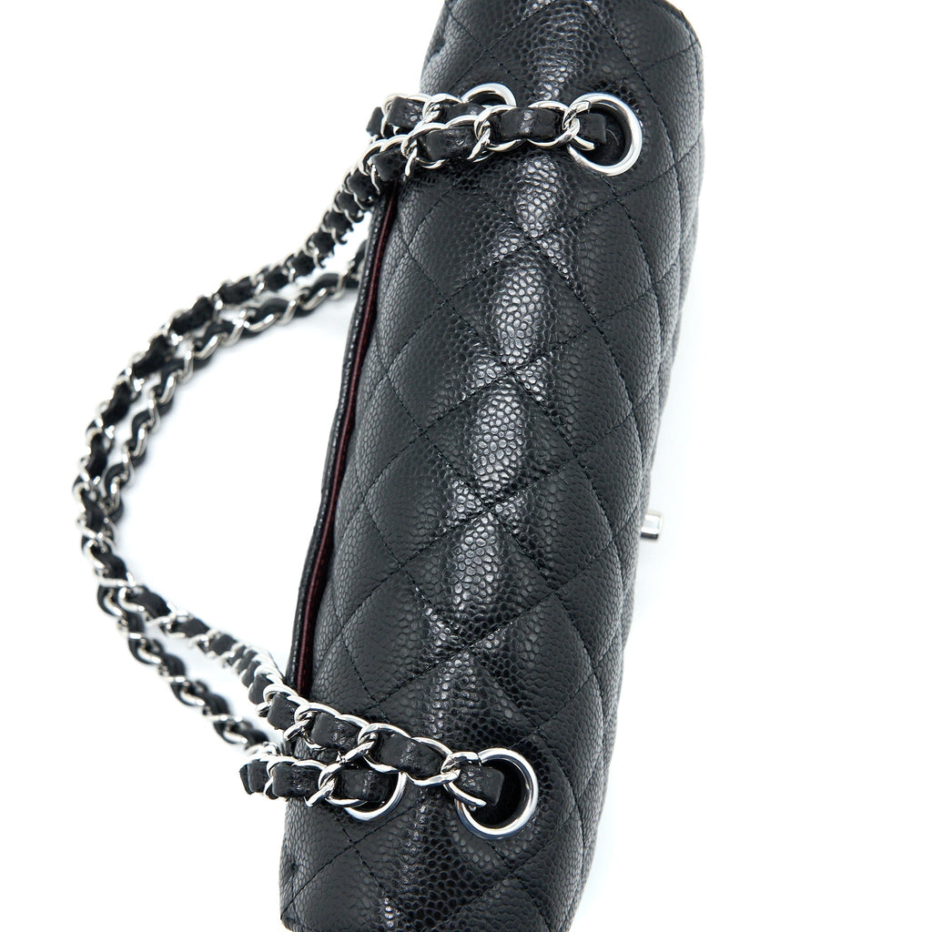 CHANEL SMALL CLASSIC DOUBLE FLAP BAG CAVIAR BLACK SHW (MICROCHIP)