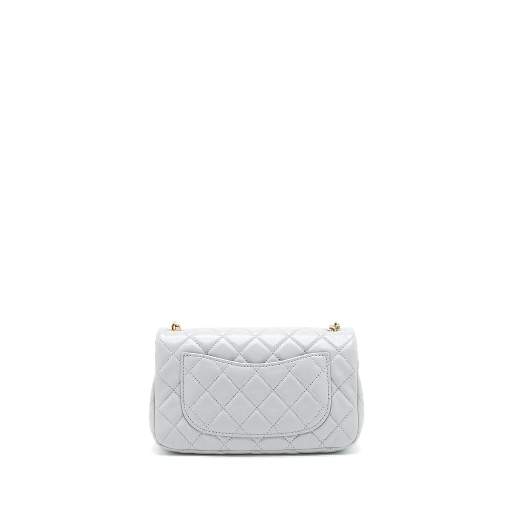 CHANEL 21B PEARL CRUSH MINI RECTANGULAR FLAP BAG GREY GHW