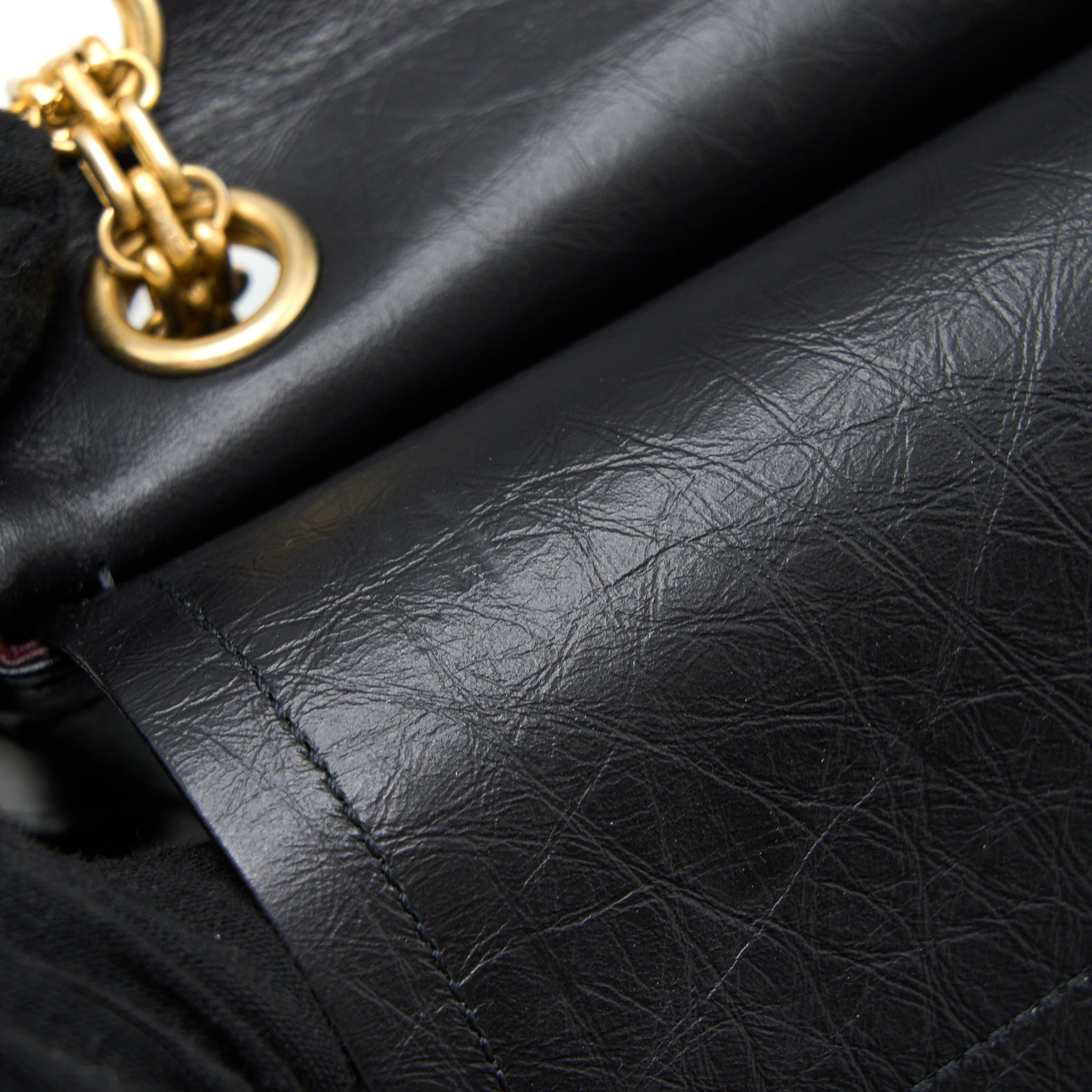 CHANEL SMALL 2.55 REISSUE FLAP BAG AGED CALFSKIN BLACK BRUSHED GHW (MICROCHIP)