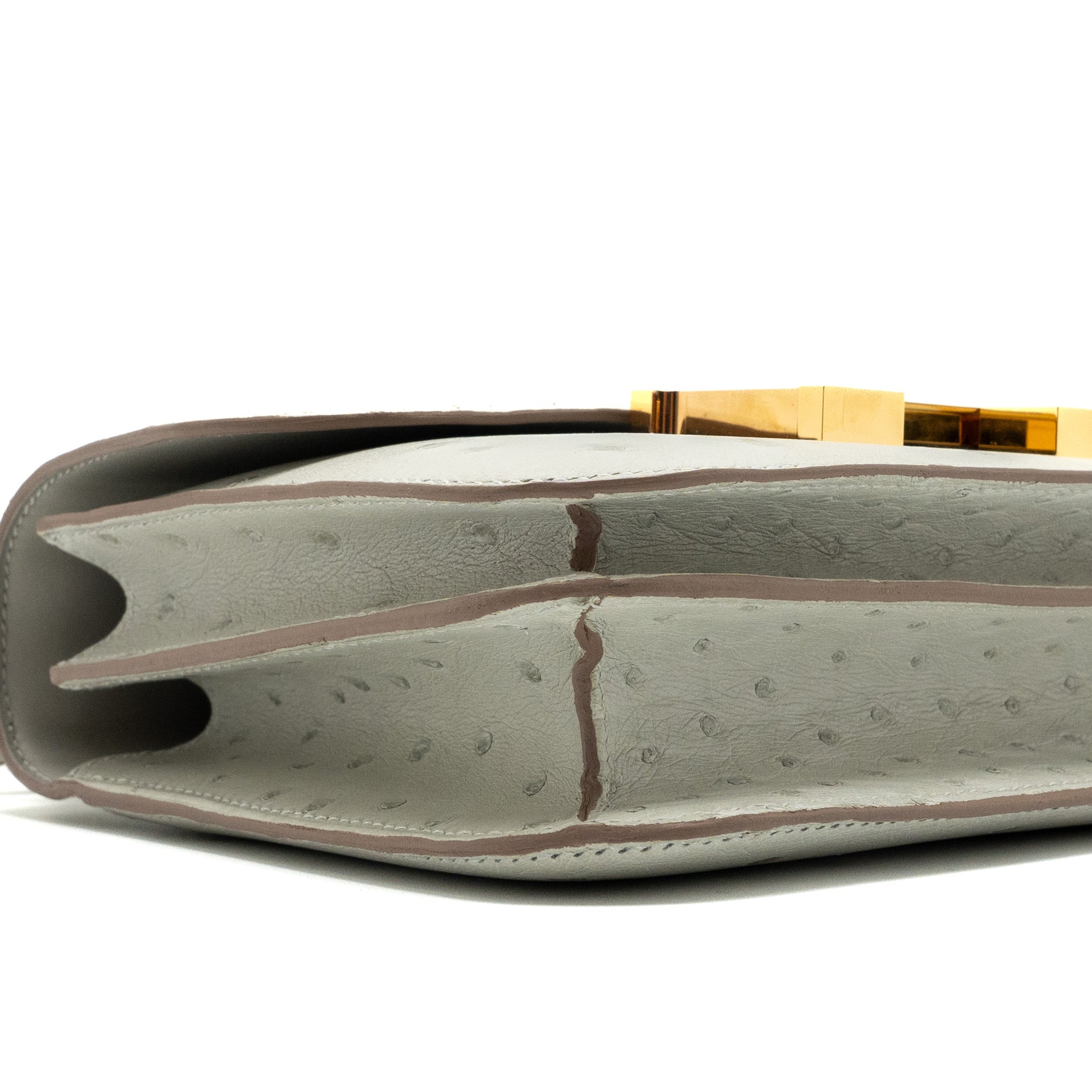 HERMES MINI CONSTANCE OSTRICH GRIS PERLE GHW