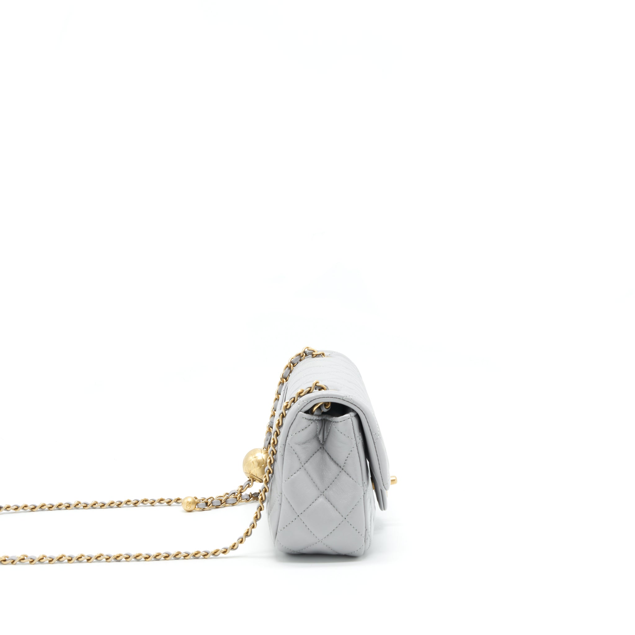 CHANEL 21B PEARL CRUSH MINI RECTANGULAR FLAP BAG GREY GHW