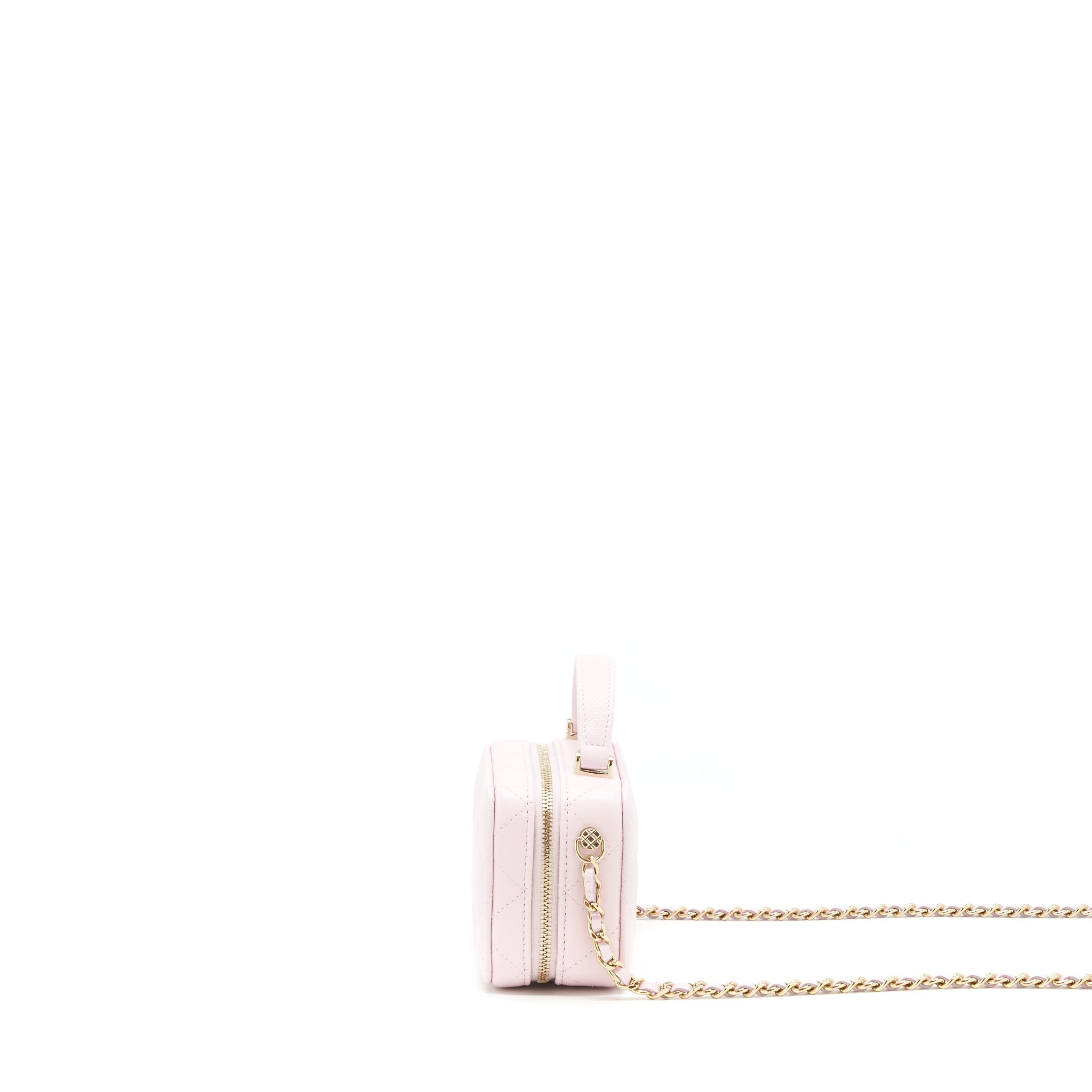 CHANEL 22P TOP HANDLE MINI VANITY WITH CHAIN CAVIAR LIGHT PINK LGHW