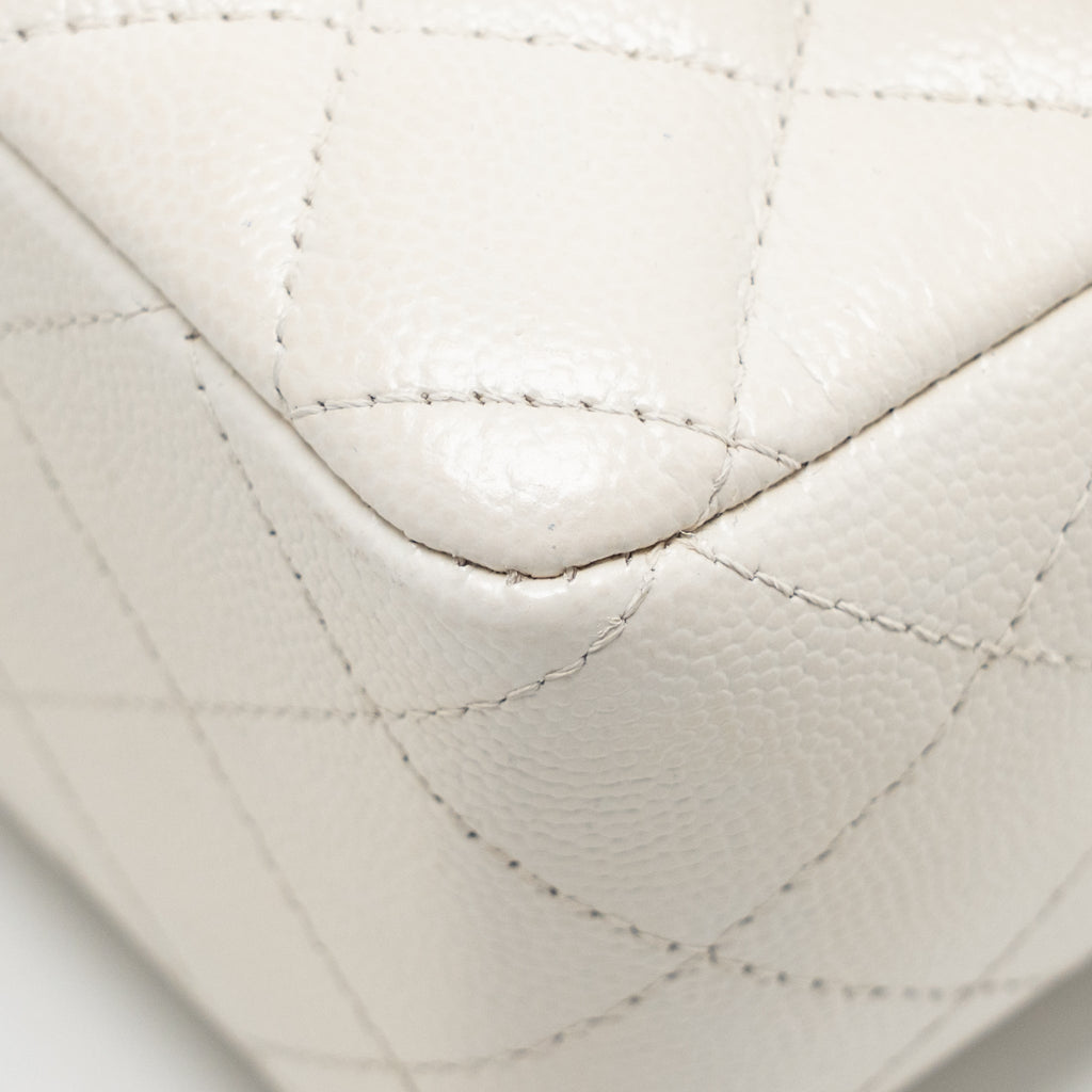 CHANEL MINI RECTANGULAR FLAP BAG CAVIAR WHITE LGHW