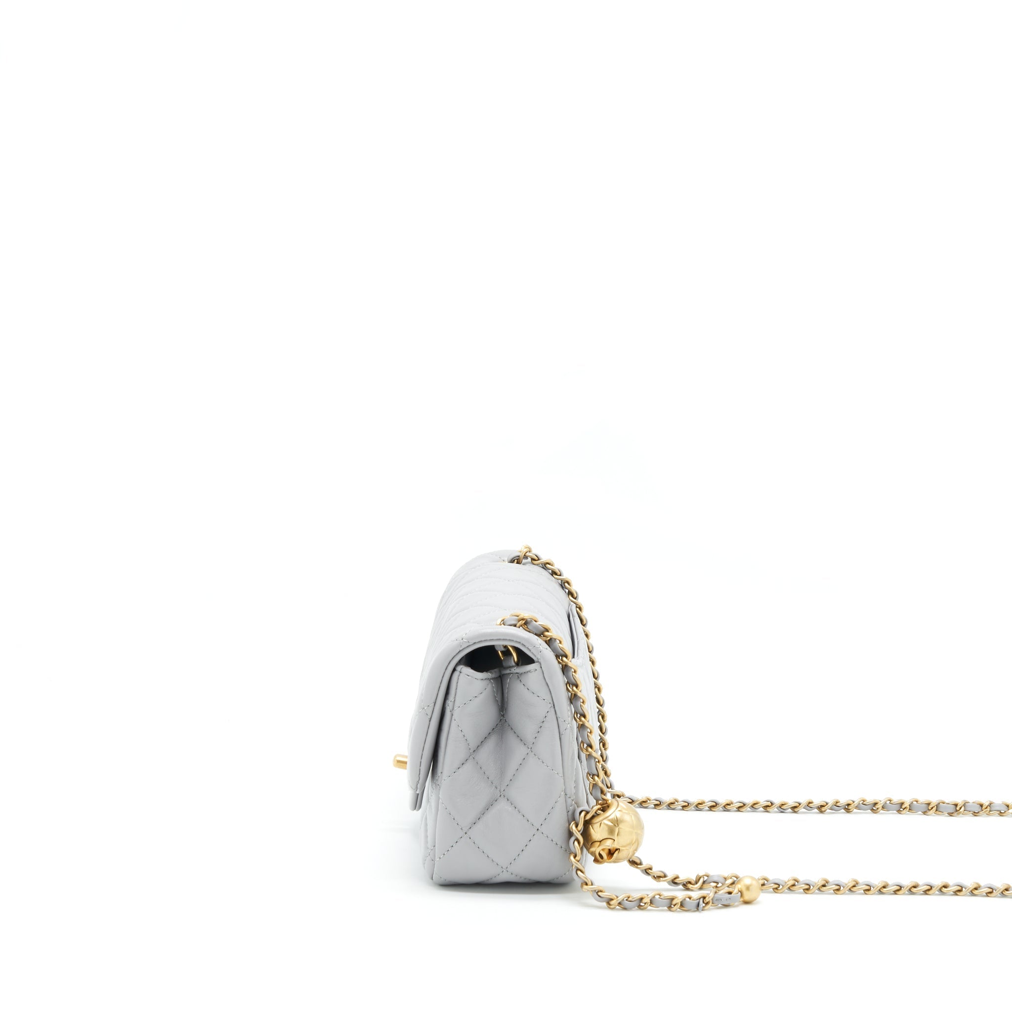 CHANEL 21B PEARL CRUSH MINI RECTANGULAR FLAP BAG GREY GHW