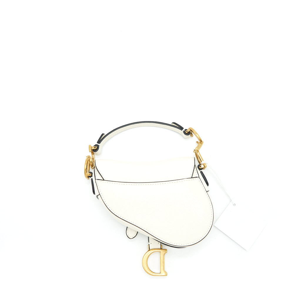 DIOR MICRO (SUPER MINI) SADDLE BAG GOAT SKIN WHITE GHW