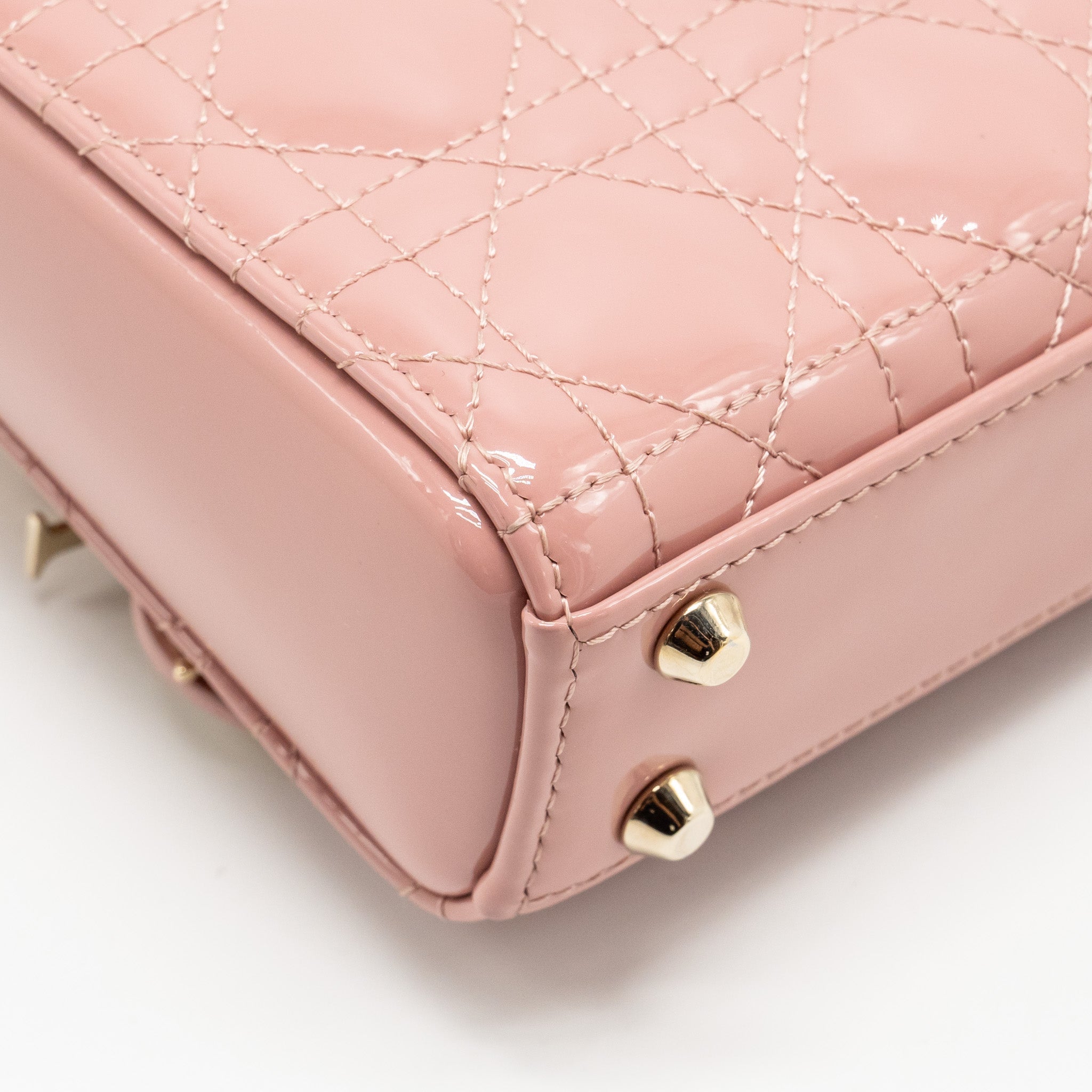 DIOR MICRO LADY DIOR PATENT LEATHER DARK PINK LGHW