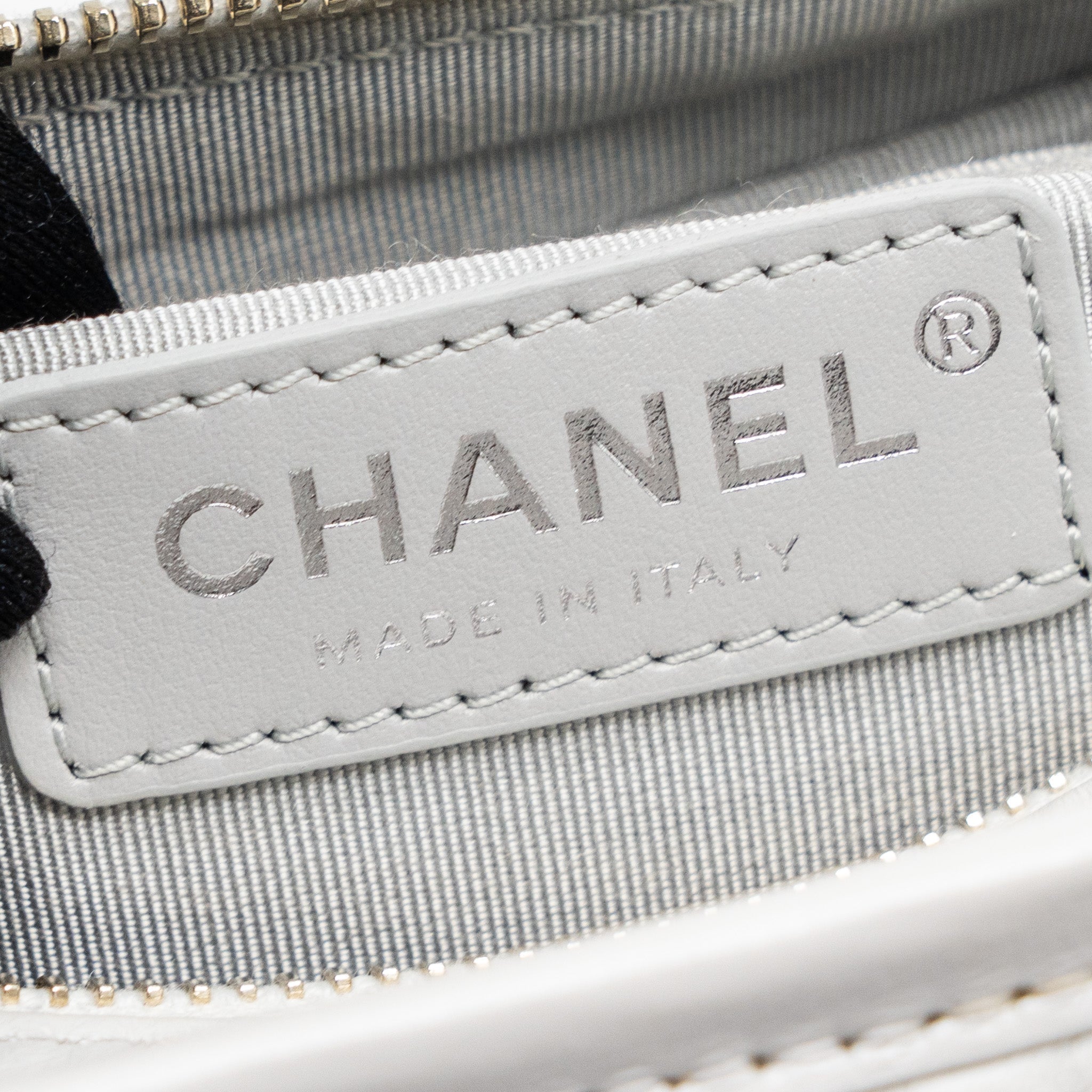 CHANEL SMALL GABRIELLE HOBO BAG AGED CALFSKIN LIGHT GREY GHW