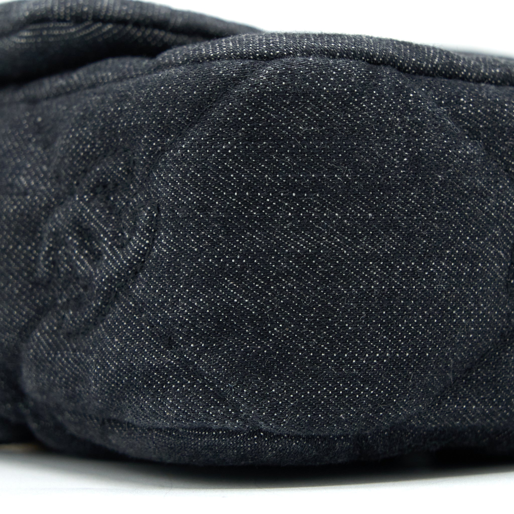CHANEL FLAP SHOULDER BAG WITH GIANT CHAIN DENIM DARK BLUE BRUSHED GHW (MICROCHIP)