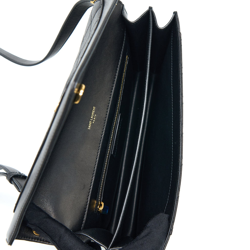 SAINT LAURENT/YSL ENVELOP SHOULDER BAG LAMBSKIN BLACK GHW