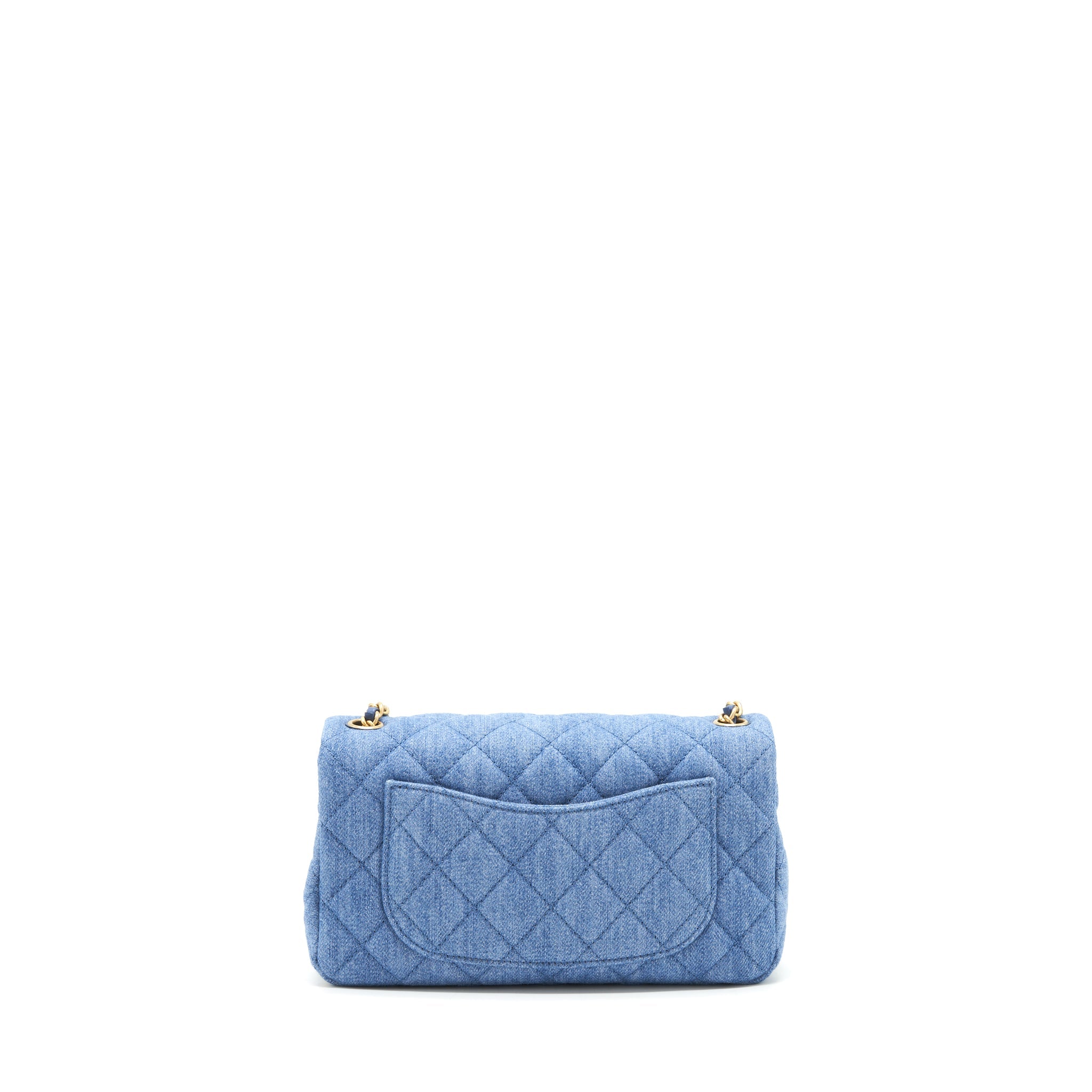 CHANEL 21K PEARL CRUSH MINI RECTANGULAR FLAP BAG DENIM GHW (MICROCHIP)