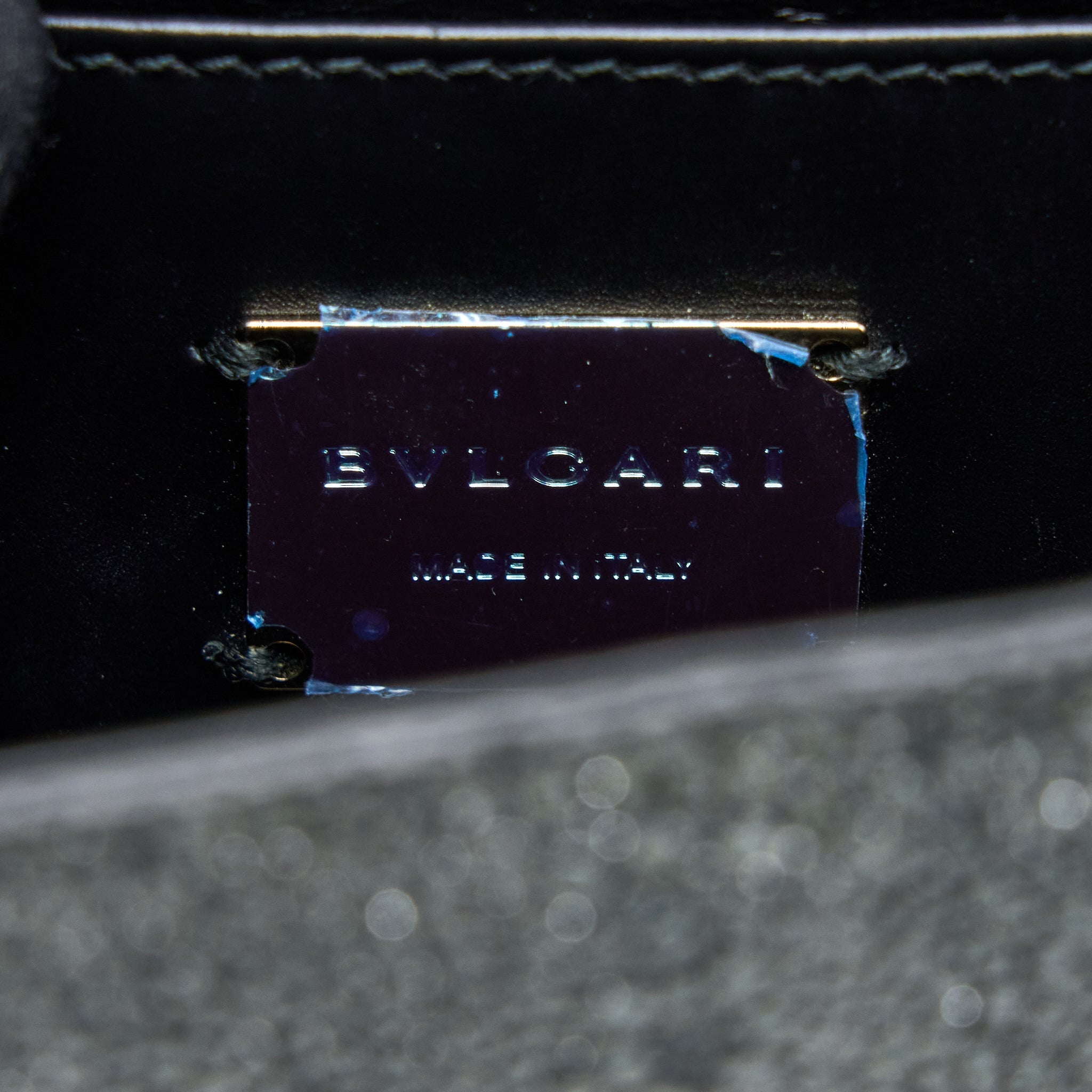 BVLGARI SERPENTI FOREVER CLUTCH WITH CHAIN STINGRAY LEATHER GREY LGHW