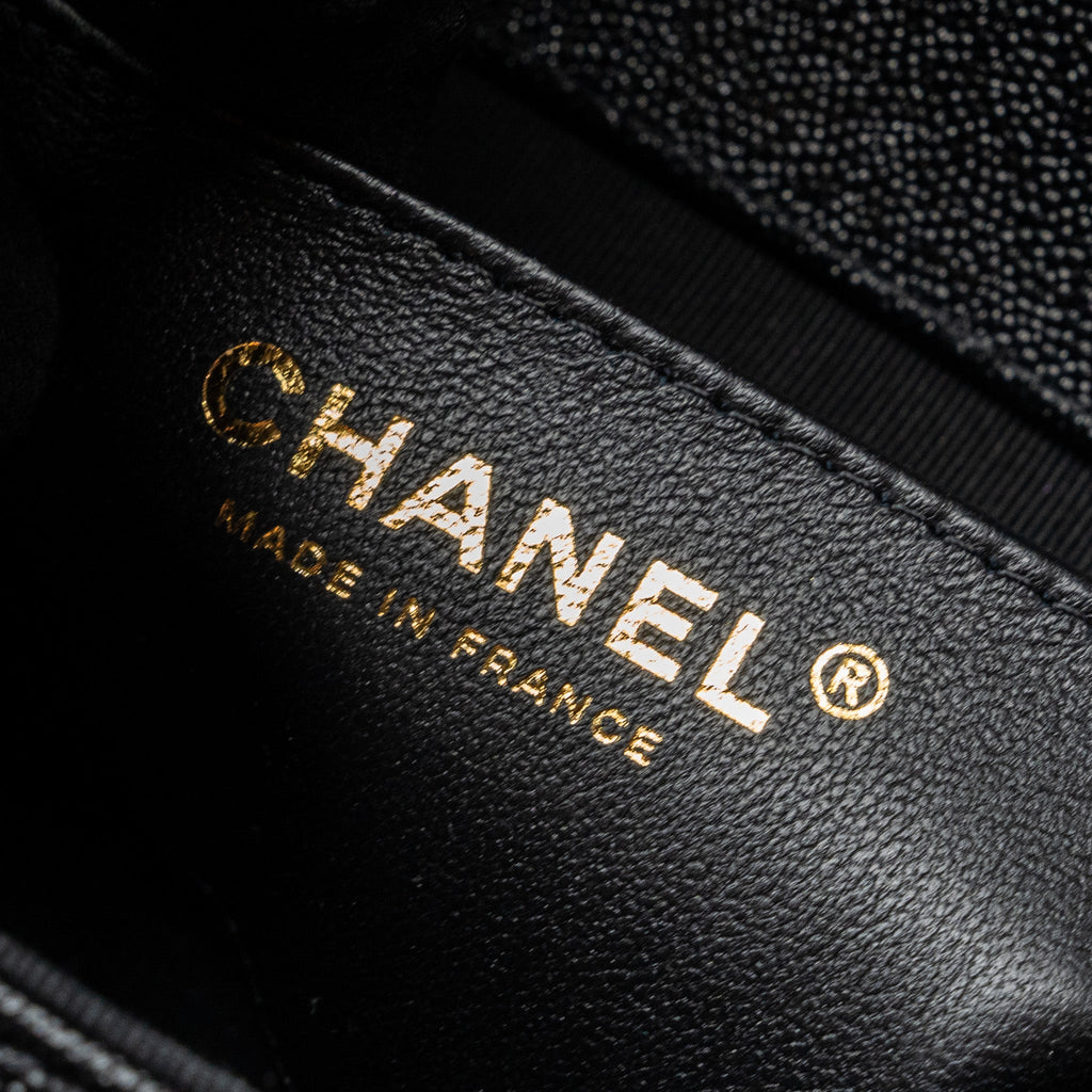 CHANEL 23P QUILTED FLAP BAG WITH GIANT CHAIN CAVIAR BLACK BRUSHED GHW (MICROCHIP)