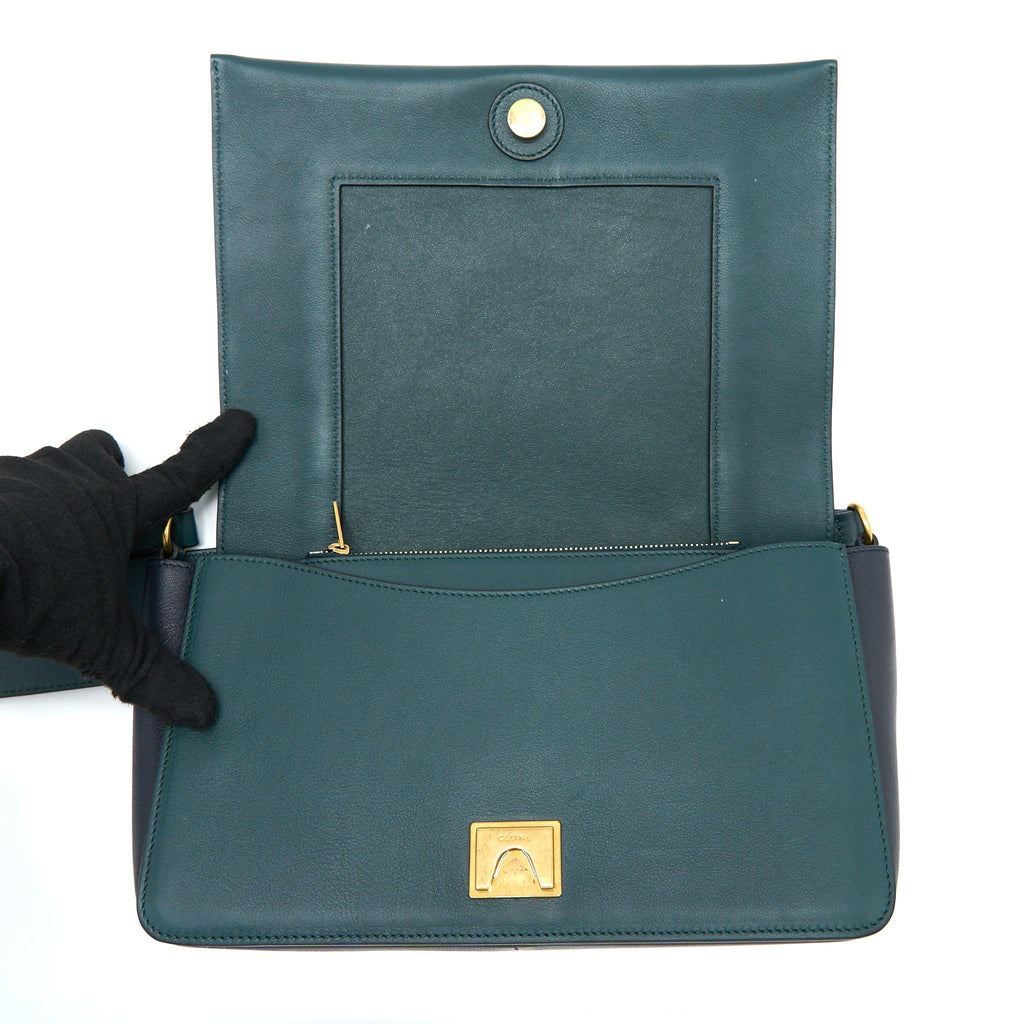 CELINE FRAME BAG CALFSKIN NAVY/DARK GREEN GHW