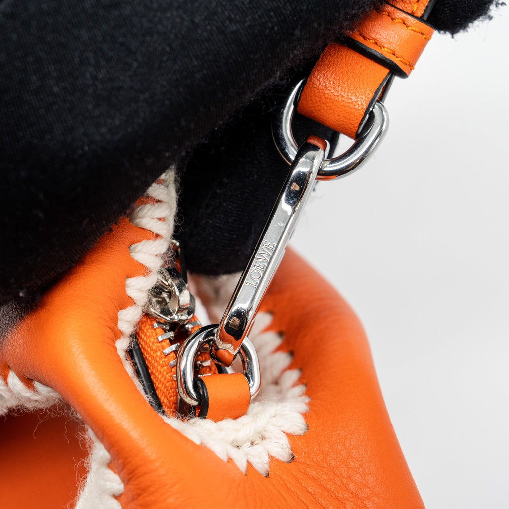 LOEWE MINI BUNNY CROSSBODY BAG CALFSKIN ORANGE / WHITE SHW