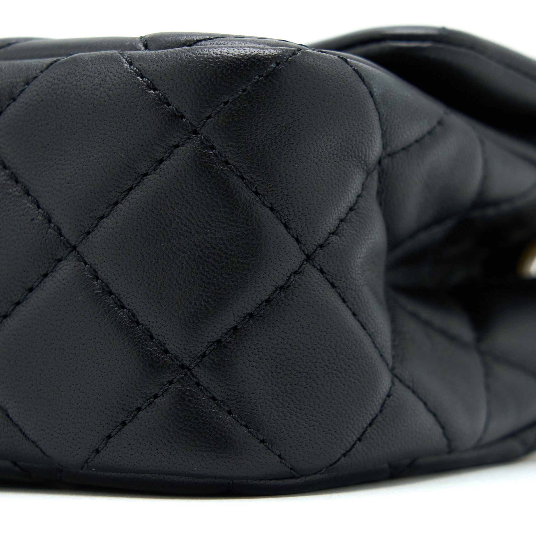 CHANEL PEARL CRUSH MINI RECTANGULAR LAMBSKIN BLACK BRUSHED GHW (MICROCHIP)