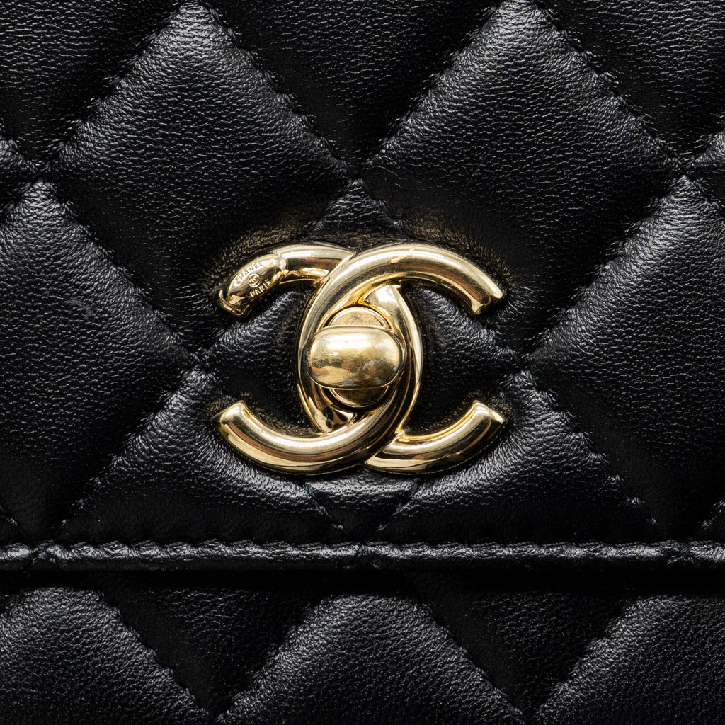 CHANEL MINI TRENDY CC WALLET ON CHAIN LAMBSKIN BLACK LGHW