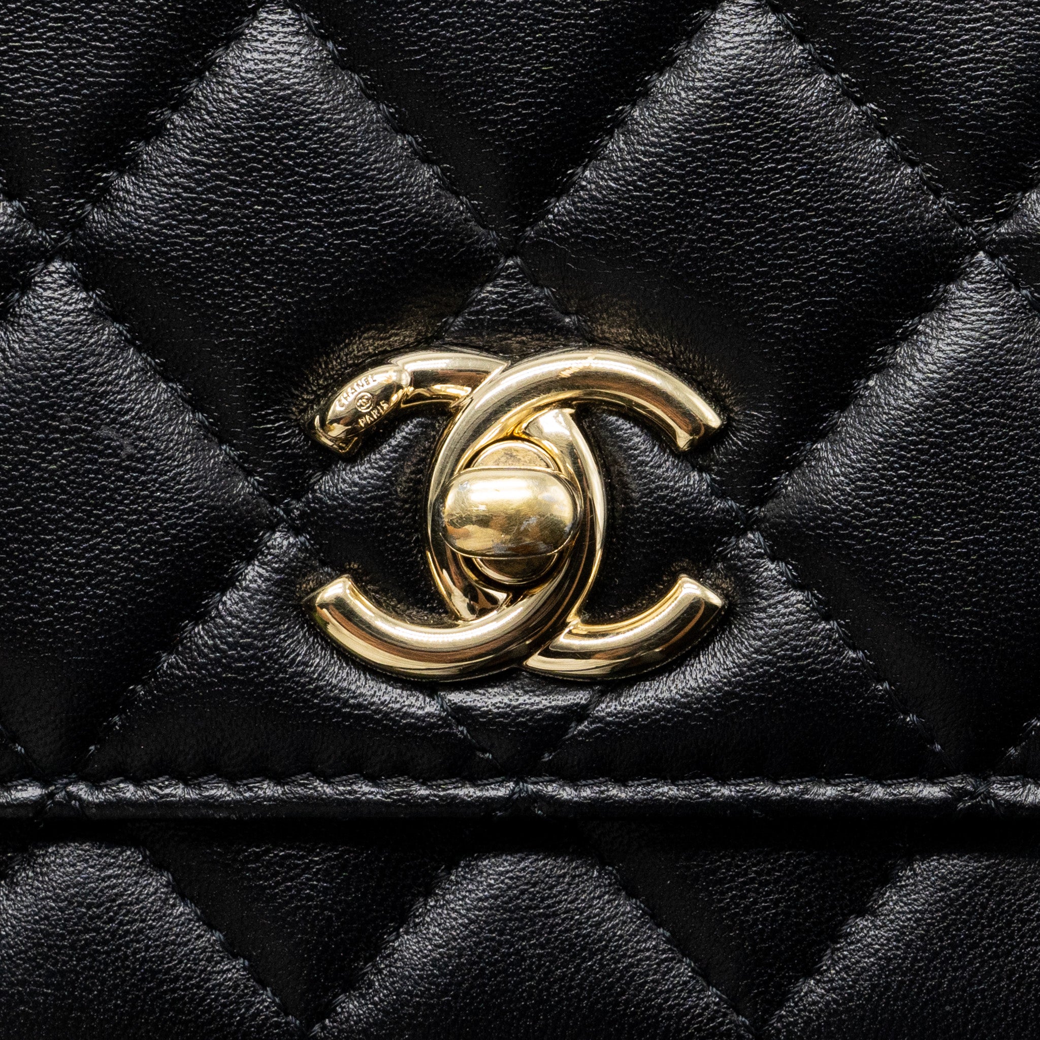 CHANEL MINI TRENDY CC WALLET ON CHAIN LAMBSKIN BLACK LGHW
