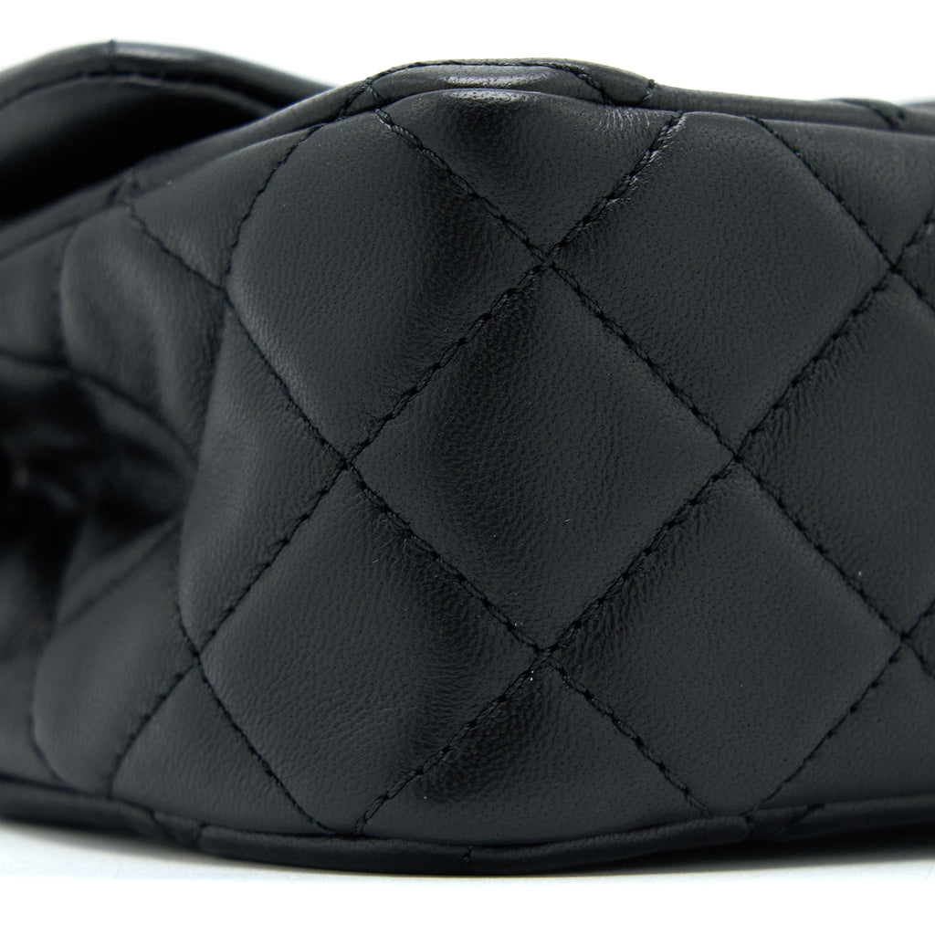 CHANEL PEARL CRUSH MINI RECTANGULAR LAMBSKIN BLACK BRUSHED GHW (MICROCHIP)