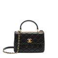 CHANEL SMALL TRENDY CC FLAP BAG WITH TOP HANDLE LAMBSKIN BLACK LGHW