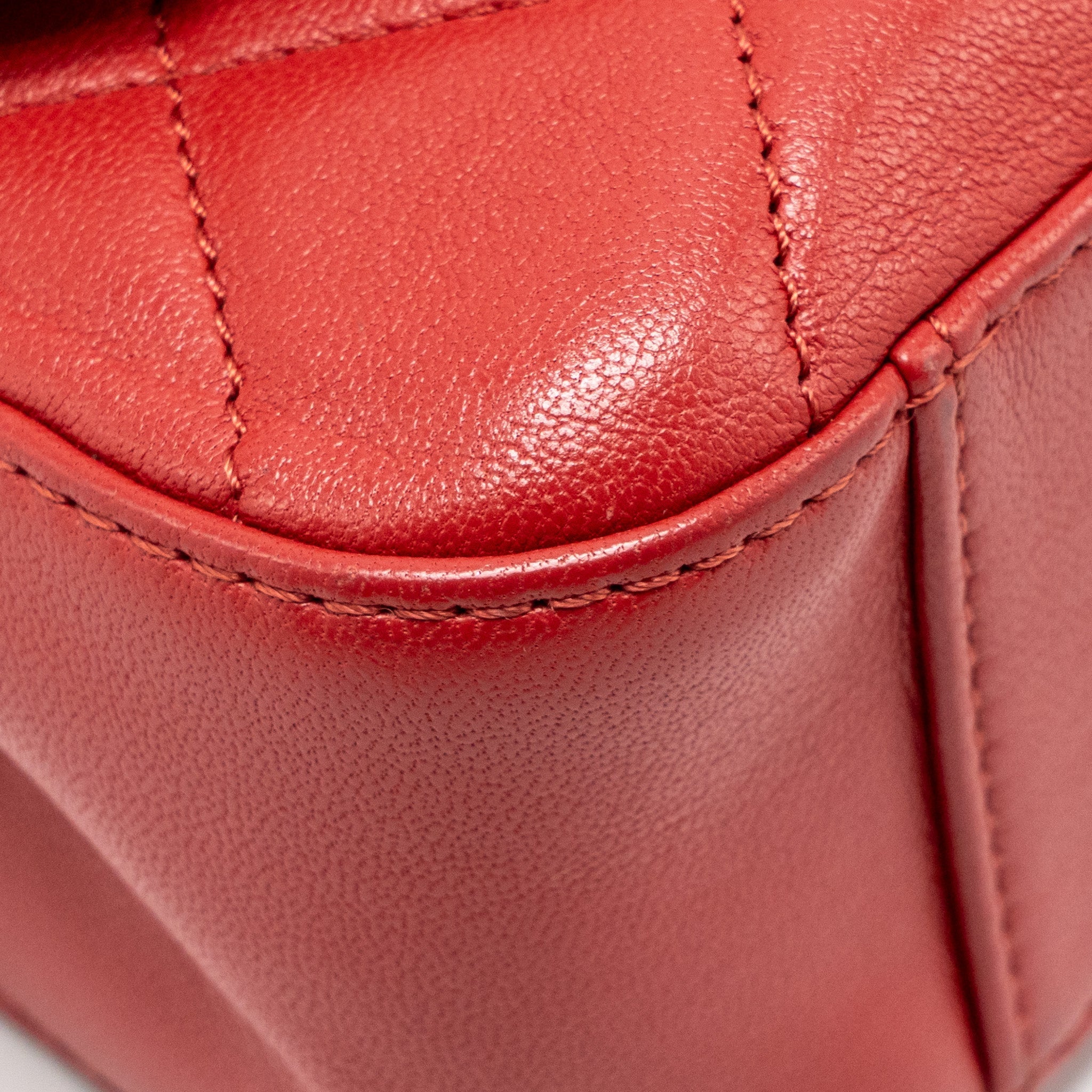 CHANEL CHAIN TOP HANDLE INFINITE FLAP BAG LEATHER RED GHW