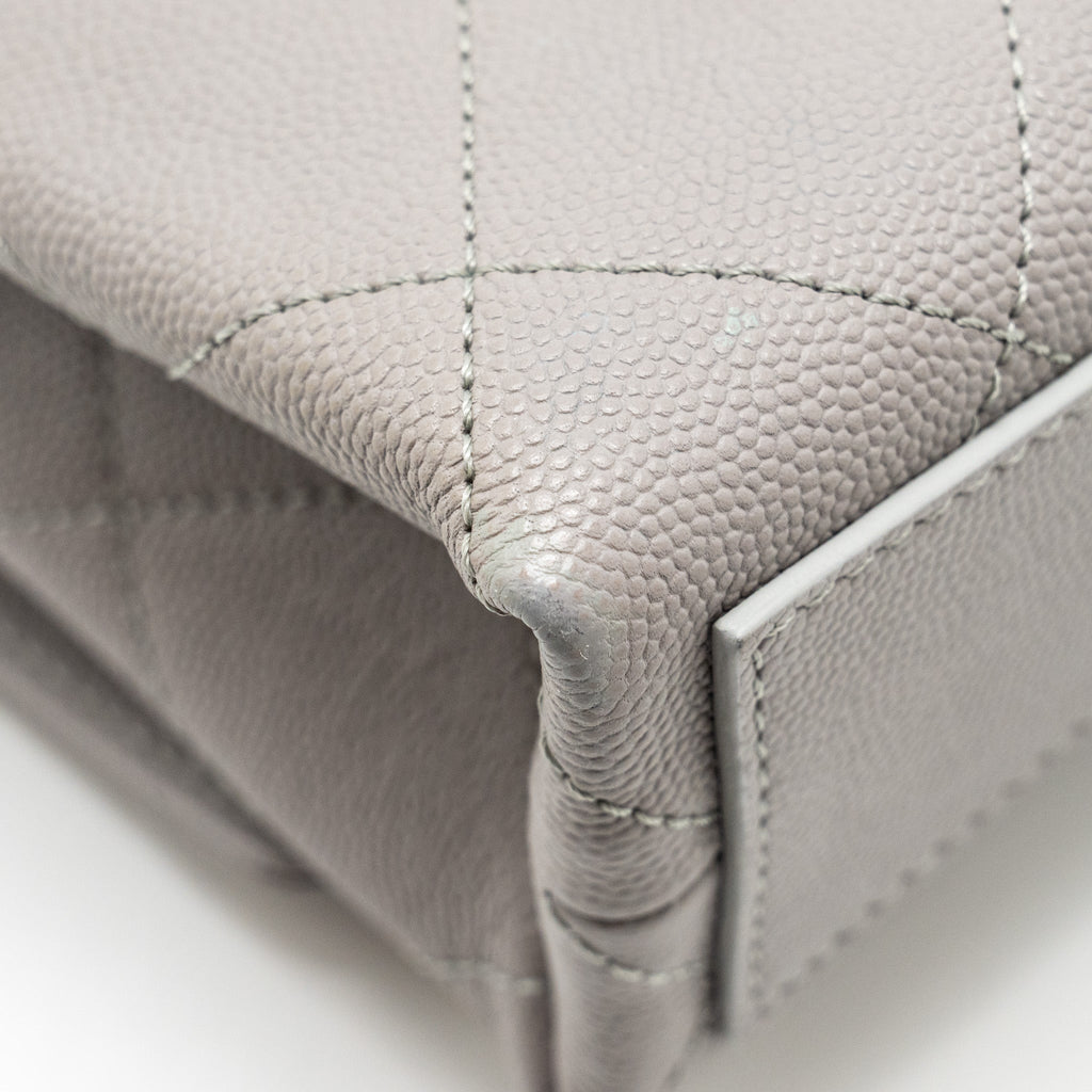 CHANEL MINI QUILTED FLAP BAG WITH CHAIN HANDLE CAVIAR GREY GHW (MICROCHIP)