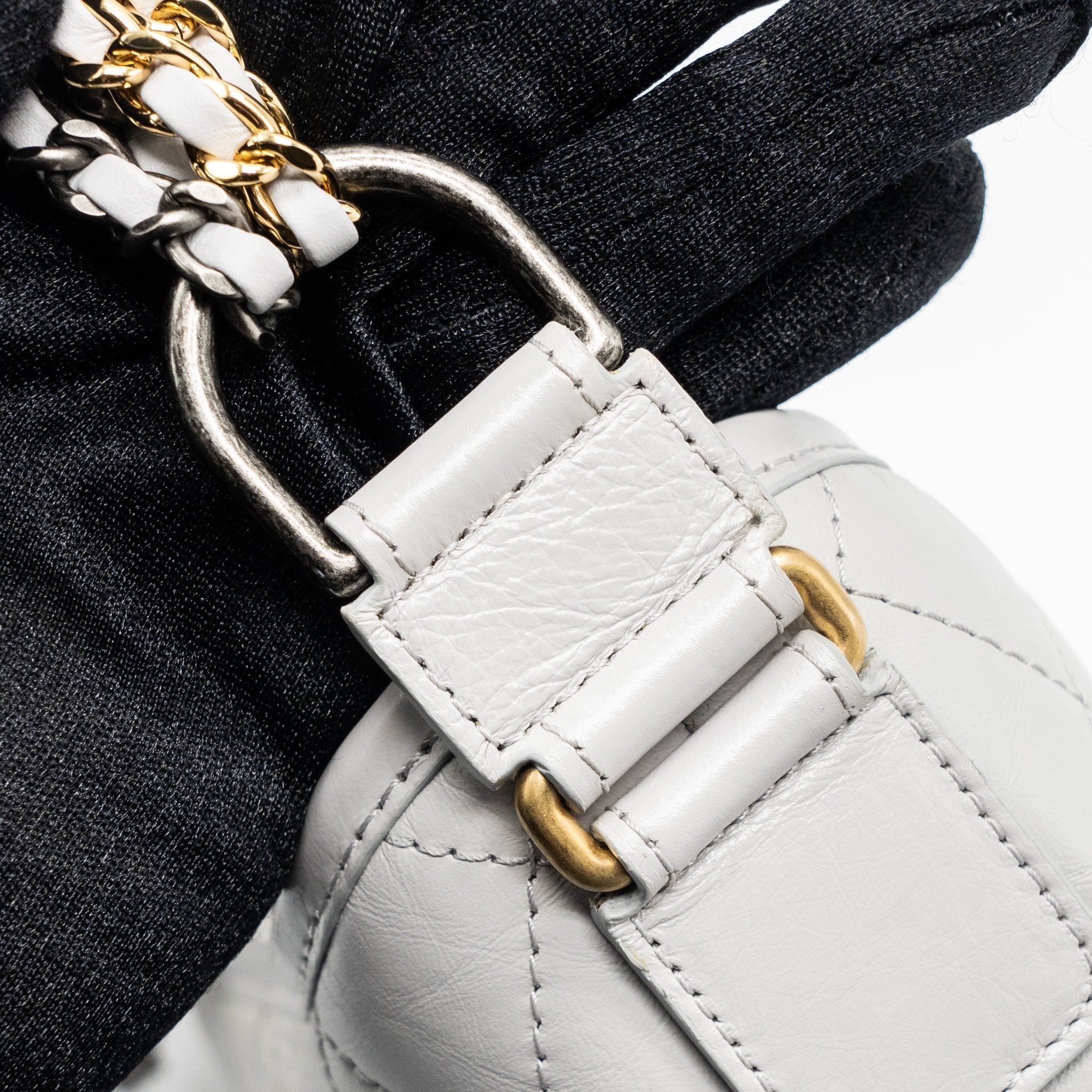CHANEL SMALL GABRIELLE HOBO BAG AGED CALFSKIN LIGHT GREY GHW