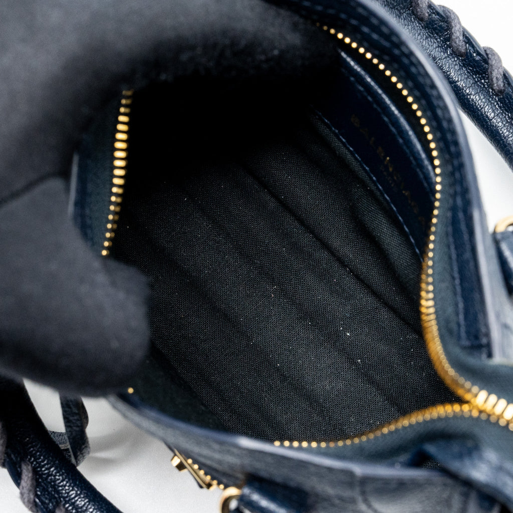 BALENCIAGA NANO CITY BAG NAVY GHW