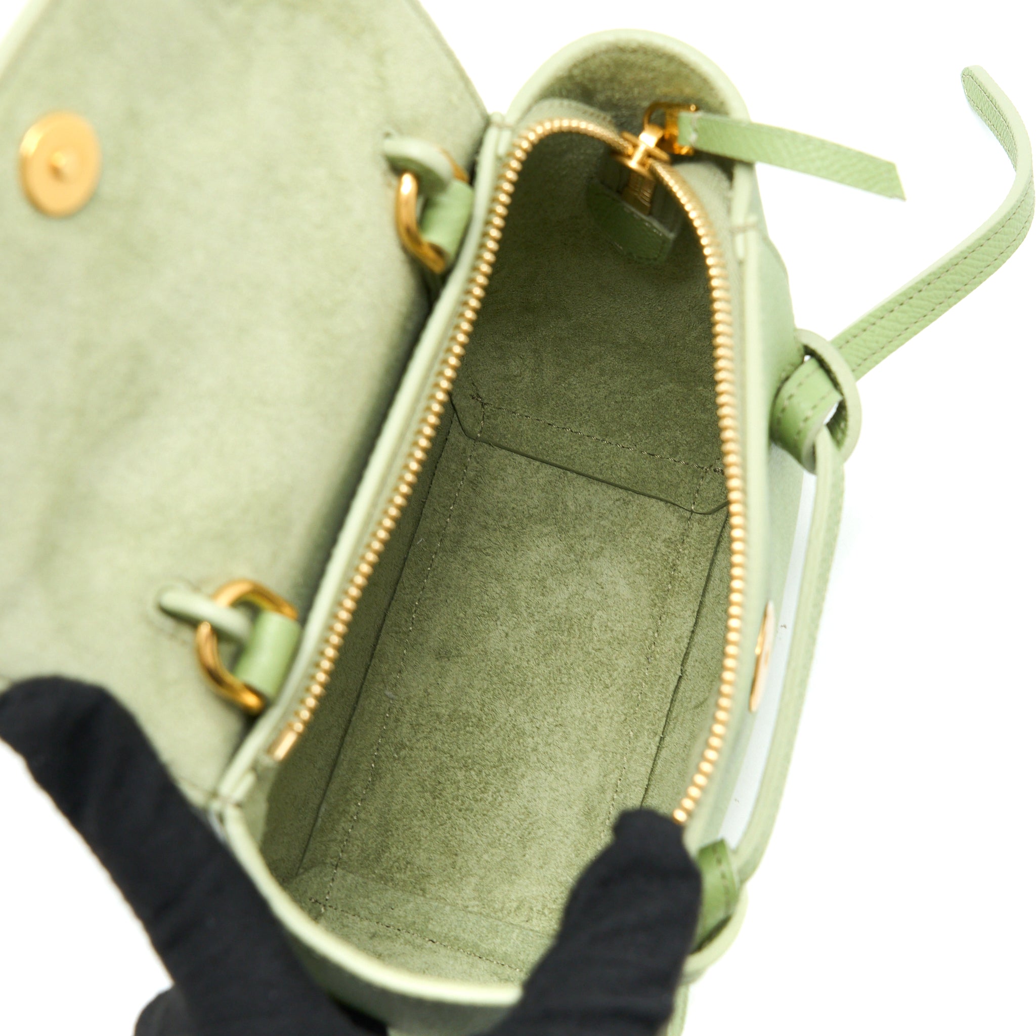 CELINE PICO BELT BAG GRAINED CALFSKIN LIGHT GREEN GHW