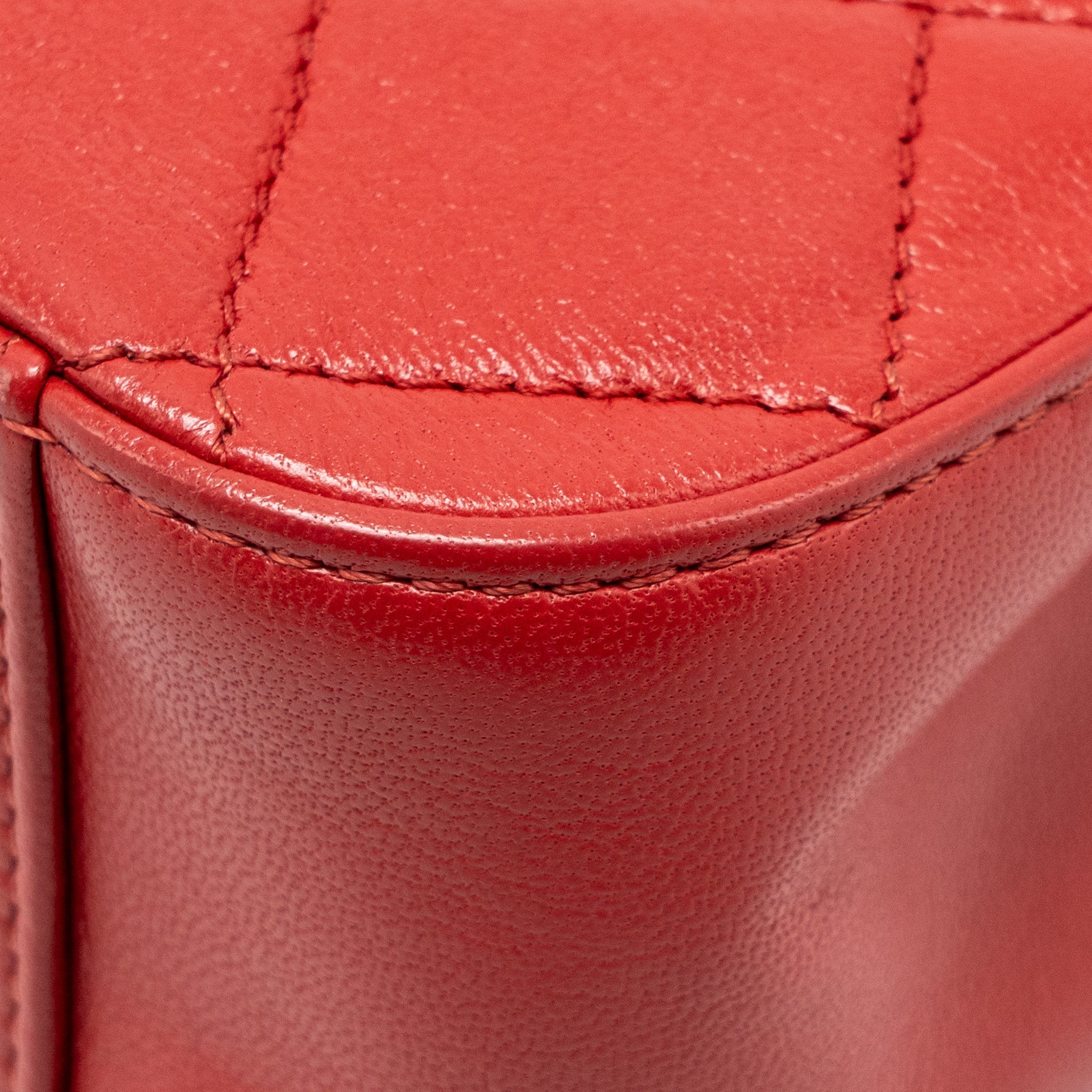 CHANEL CHAIN TOP HANDLE INFINITE FLAP BAG LEATHER RED GHW