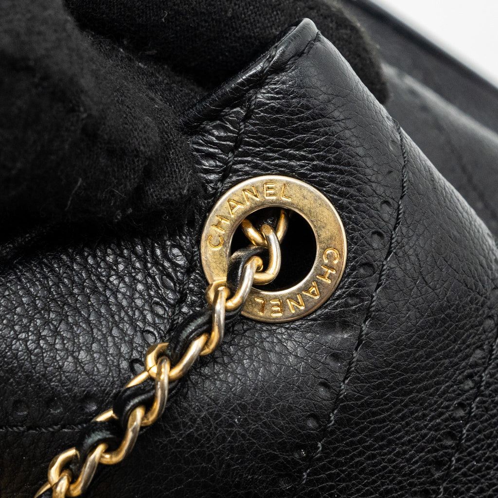 CHANEL CHEVRON BUCKET BAG GRAINED CALFSKIN BLACK GHW