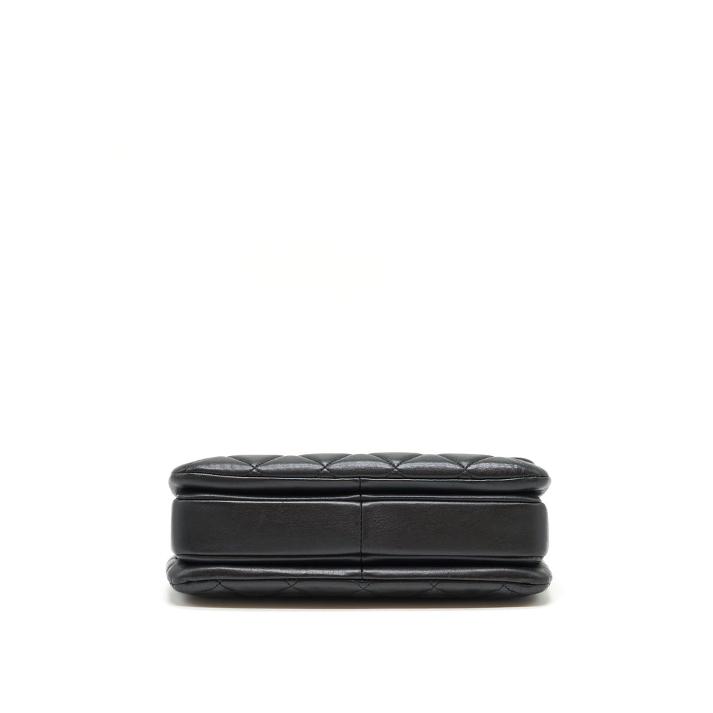 CHANEL SMALL TRENDY CC FLAP BAG WITH TOP HANDLE LAMBSKIN BLACK LGHW