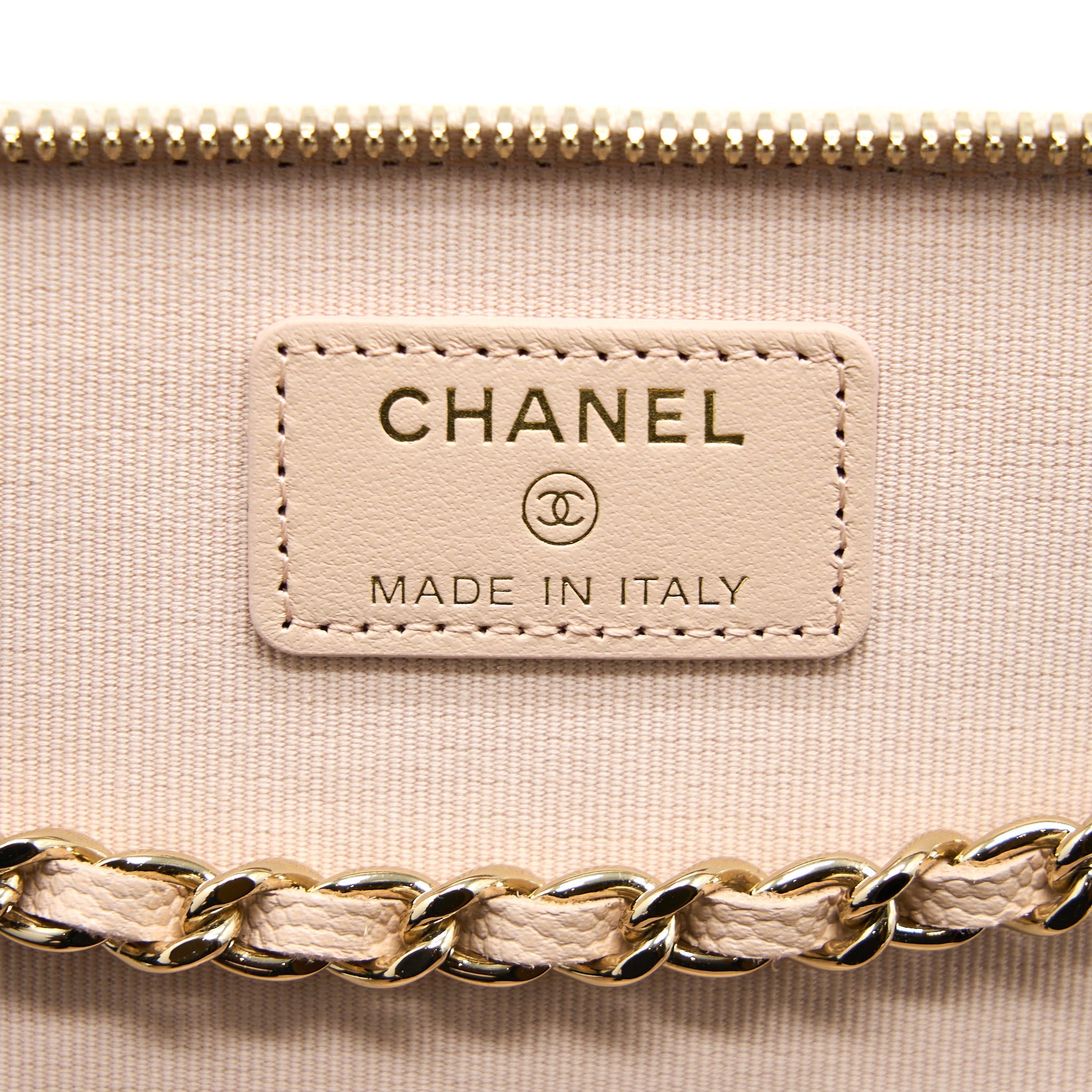 CHANEL LONG VANITY WITH CHAIN CAVIAR BEIGE LGHW