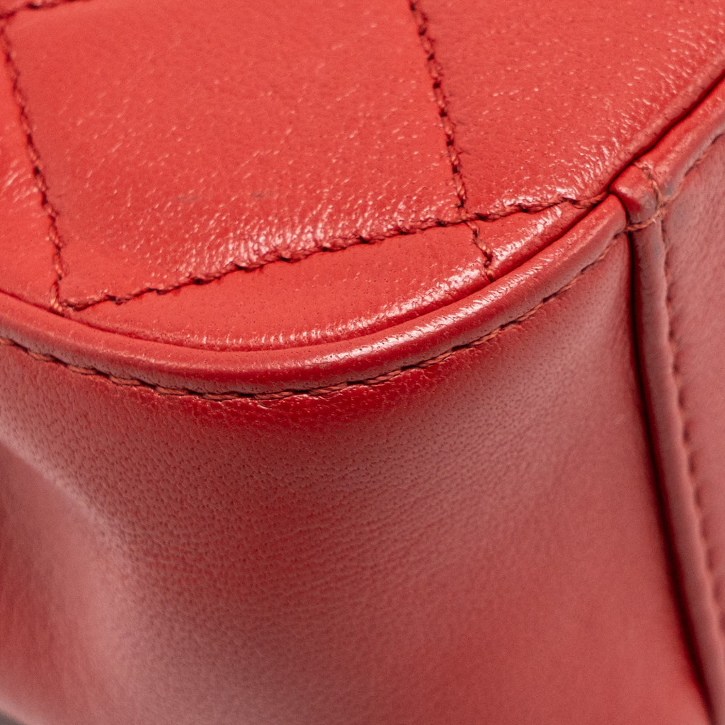 CHANEL CHAIN TOP HANDLE INFINITE FLAP BAG LEATHER RED GHW