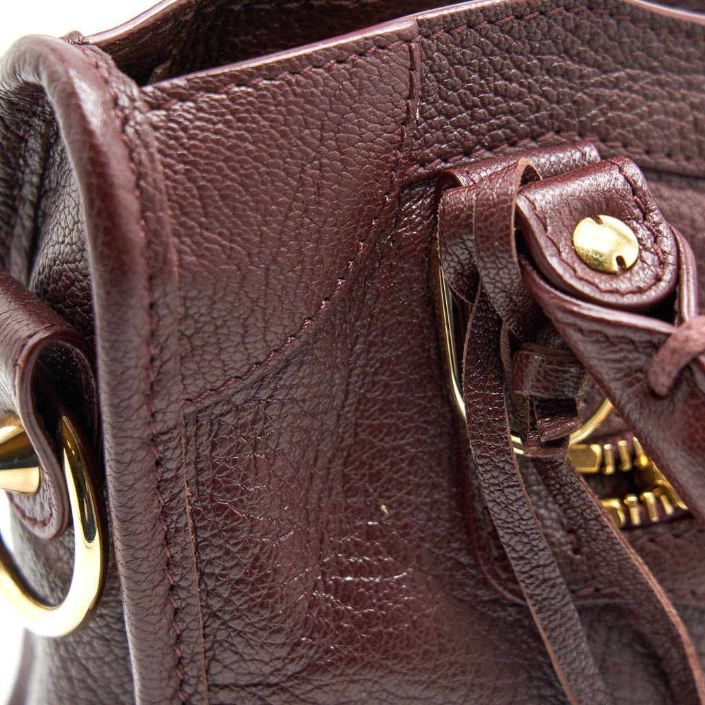 BALENCIAGA MINI EDGED CITY BAG BURGUNDY WITH GHW