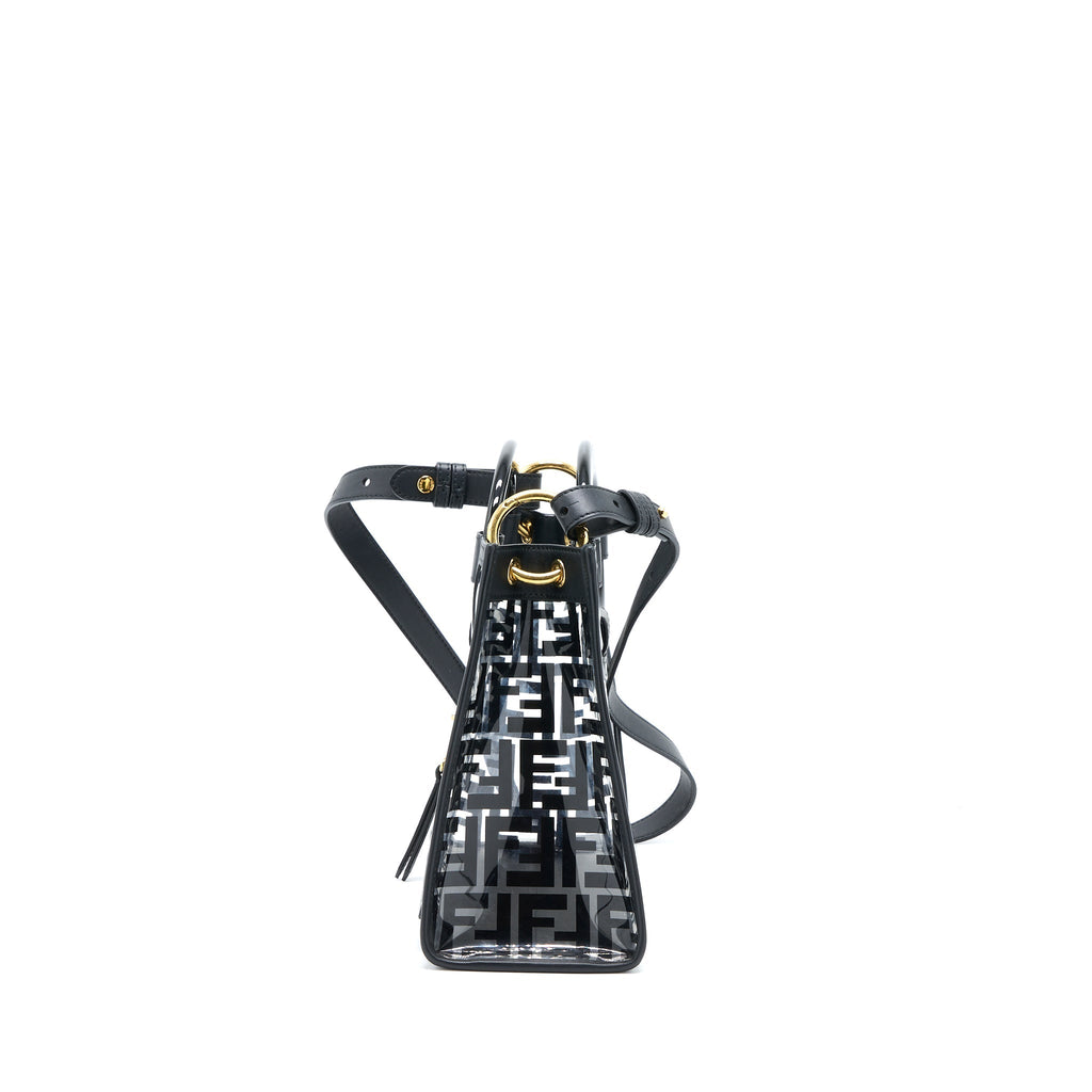 FENDI TRANSPARENT SMALL RUNAWAY TOTE PVC/LEATHER BLACK GHW