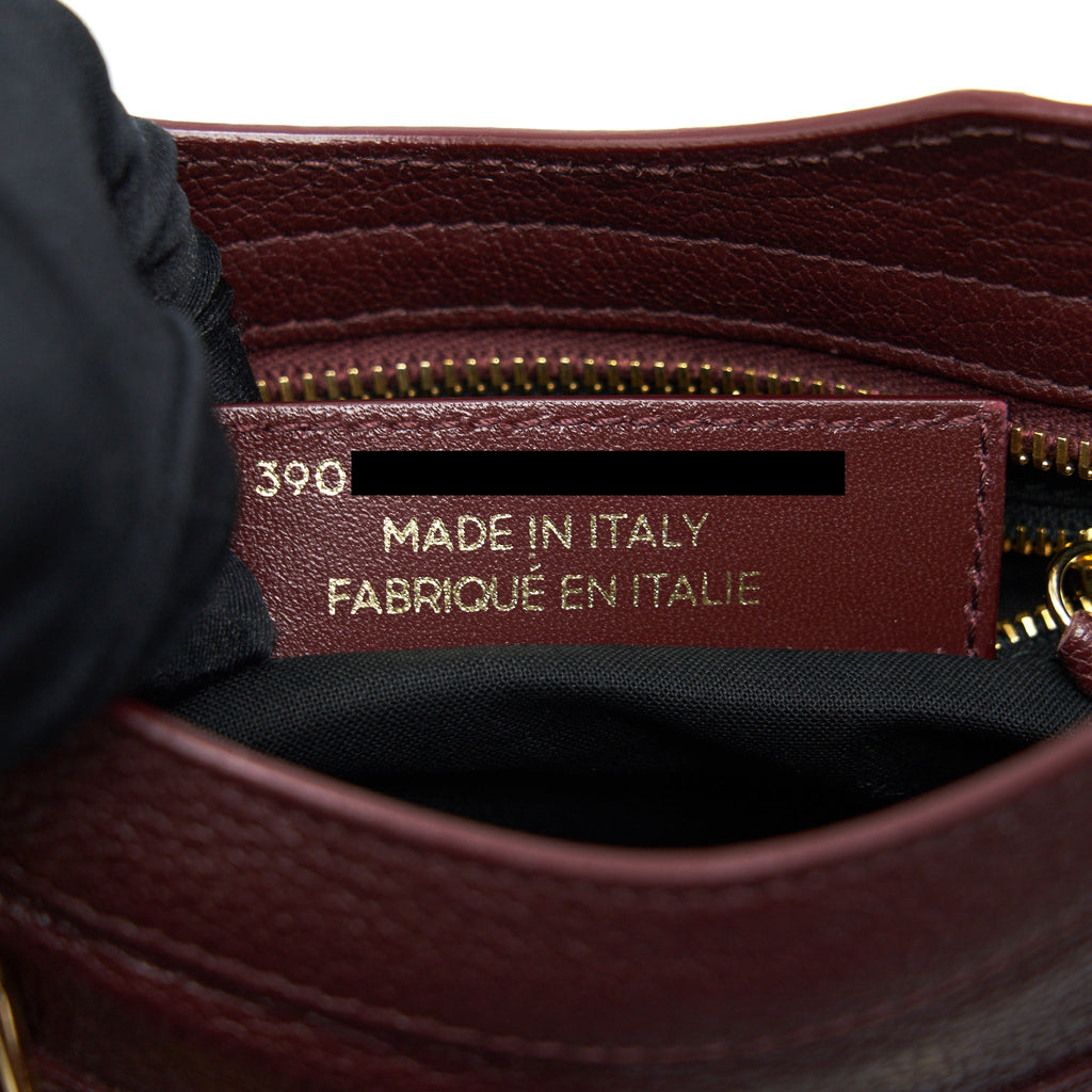 BALENCIAGA MINI EDGED CITY BAG BURGUNDY WITH GHW