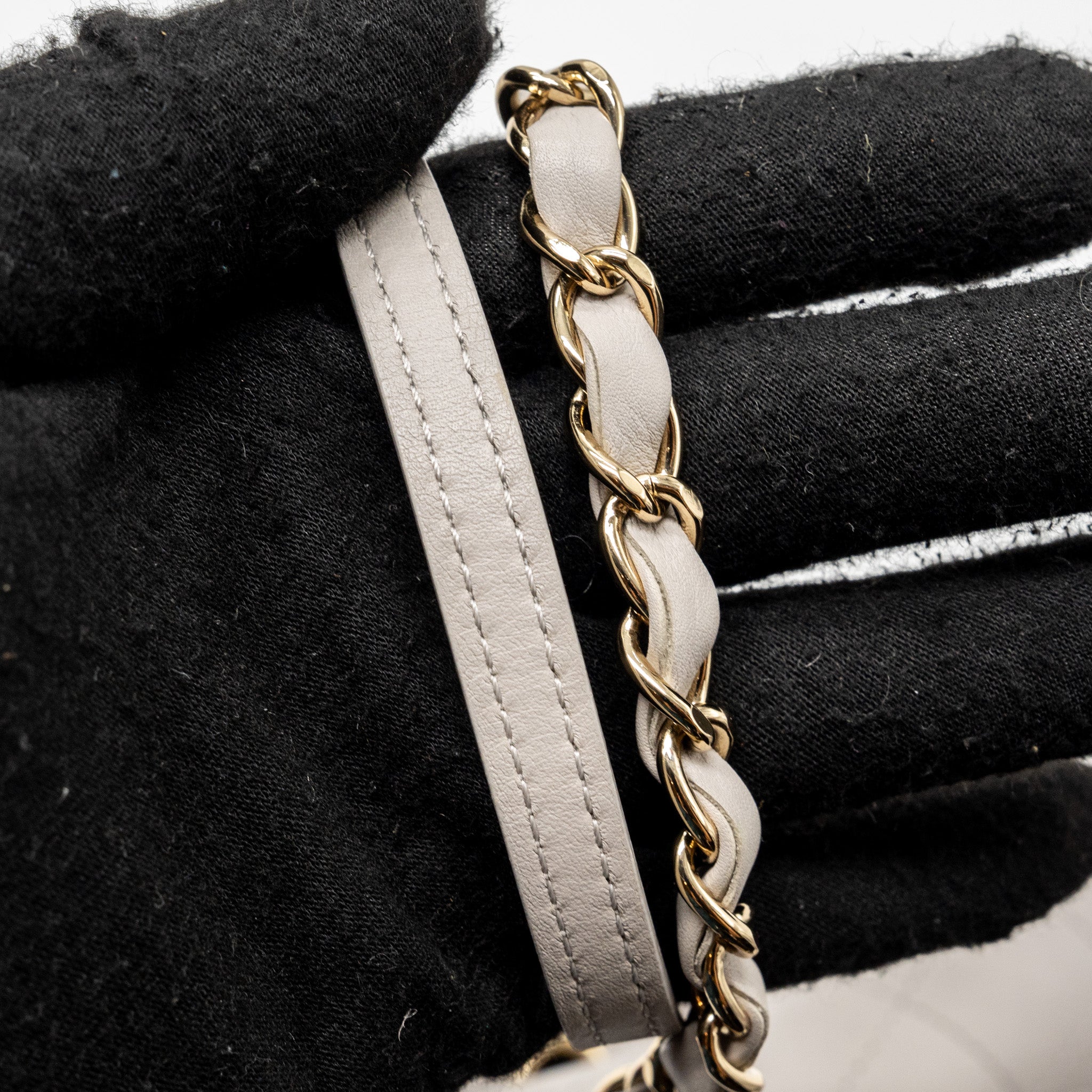 CHANEL QUILTED BUCKET BAG LAMBSKIN GREY LGHW