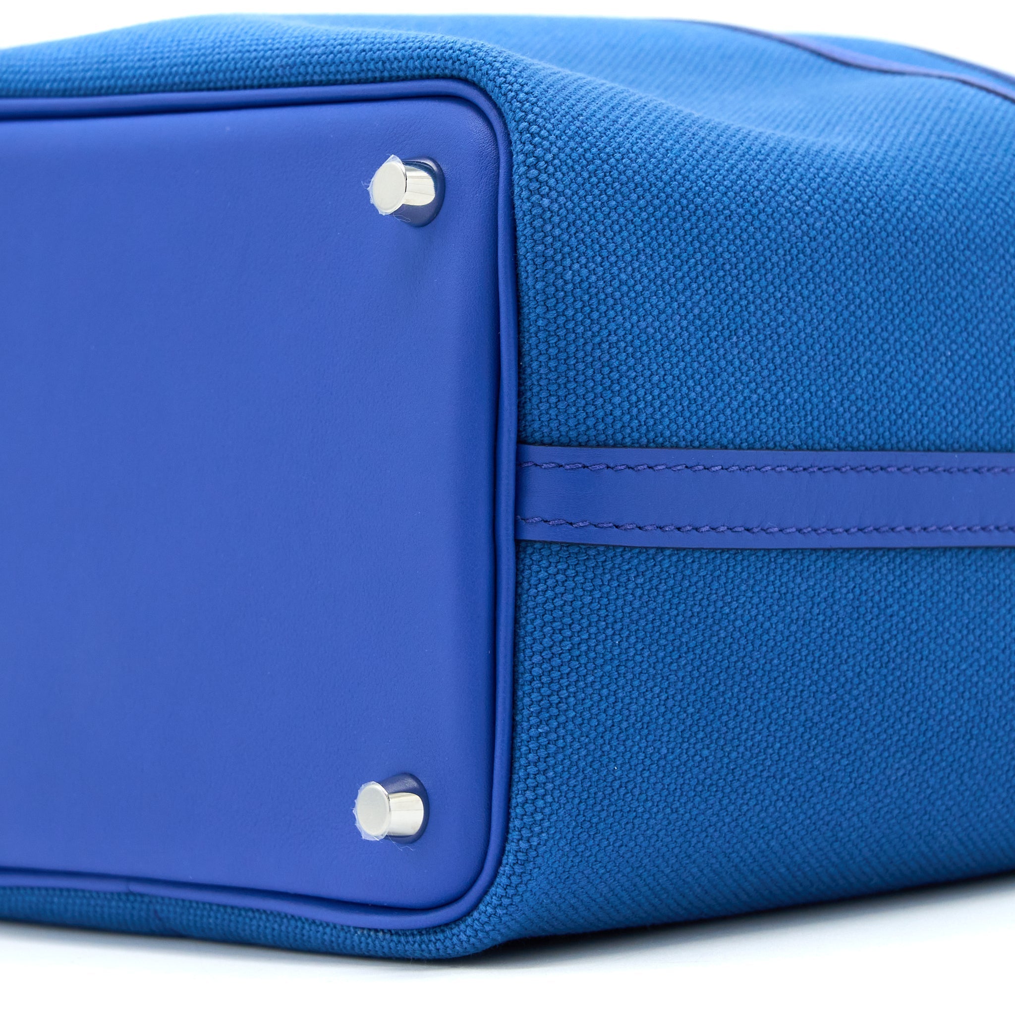 HERMES PICOTIN CARGO 18 LOCK BAG TOILE CANVAS/SWIFT LEATHER BLEU EGEE /BLEU ROYAL SHW