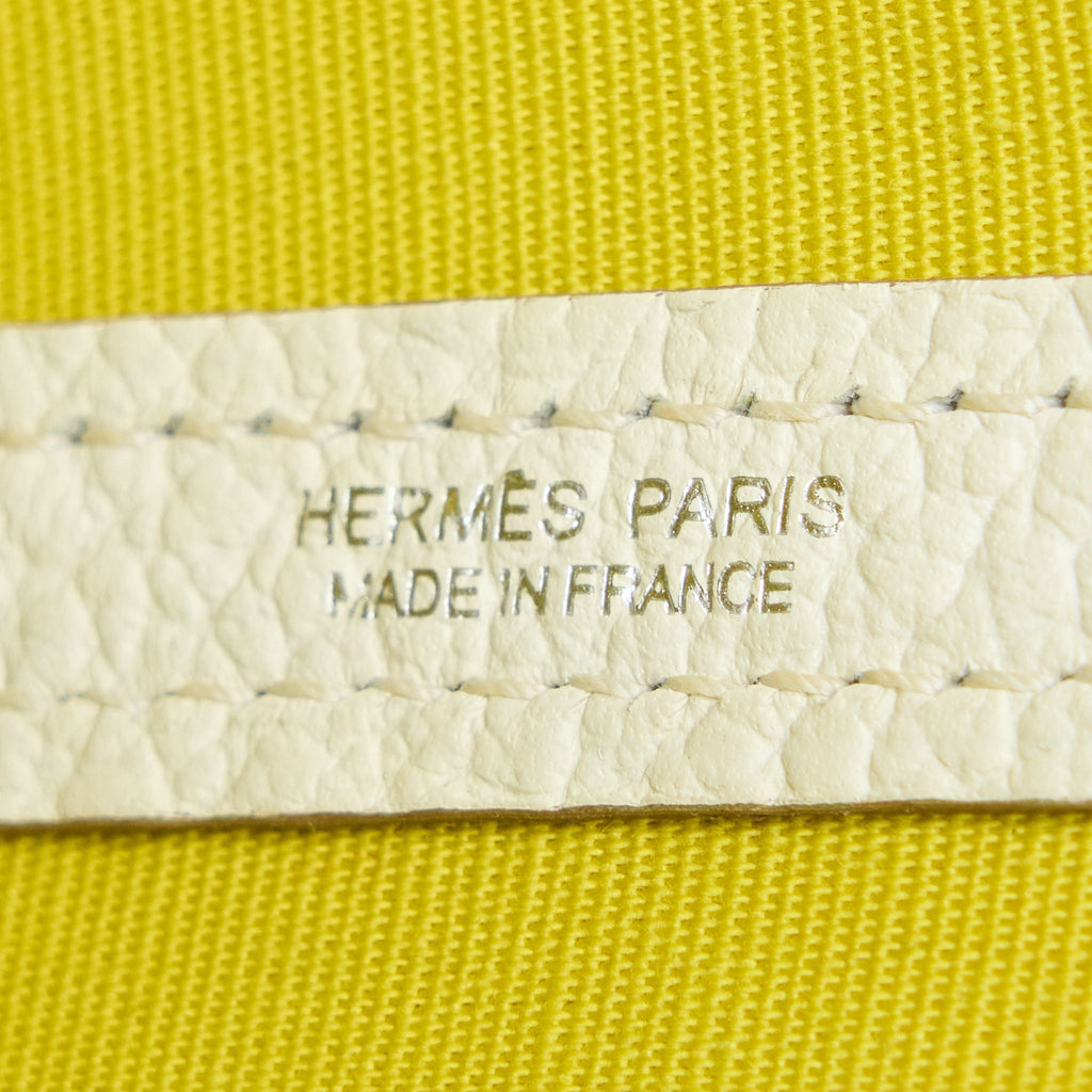 HERMES GARDEN FILE 28 STRAP BAG LIME/BLANC/LIME SHW