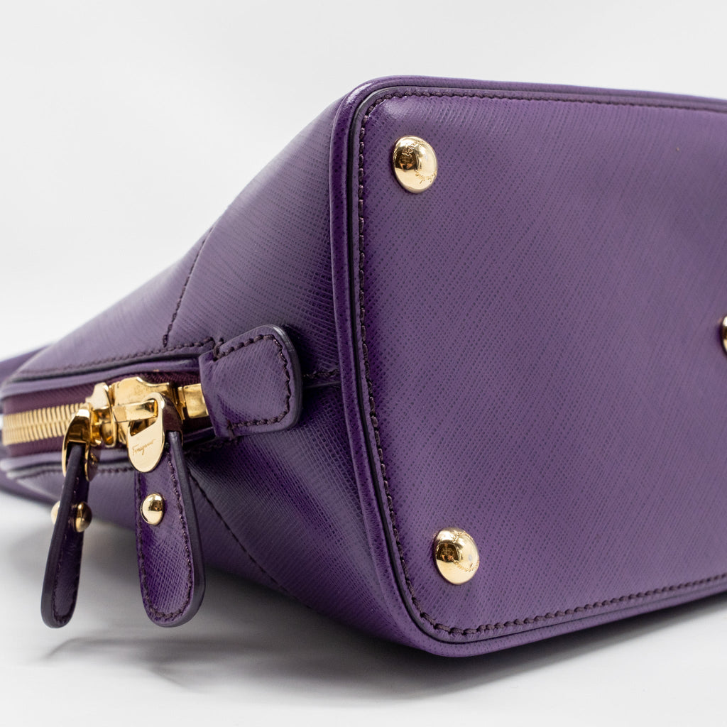 SALVATORE FERRAGAMO GANCINI DARINA LEATHER PURPLE GHW