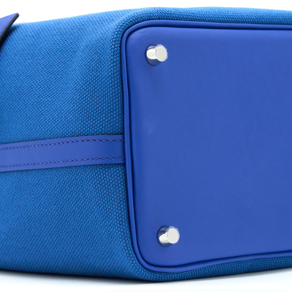 HERMES PICOTIN CARGO 18 LOCK BAG TOILE CANVAS/SWIFT LEATHER BLEU EGEE /BLEU ROYAL SHW