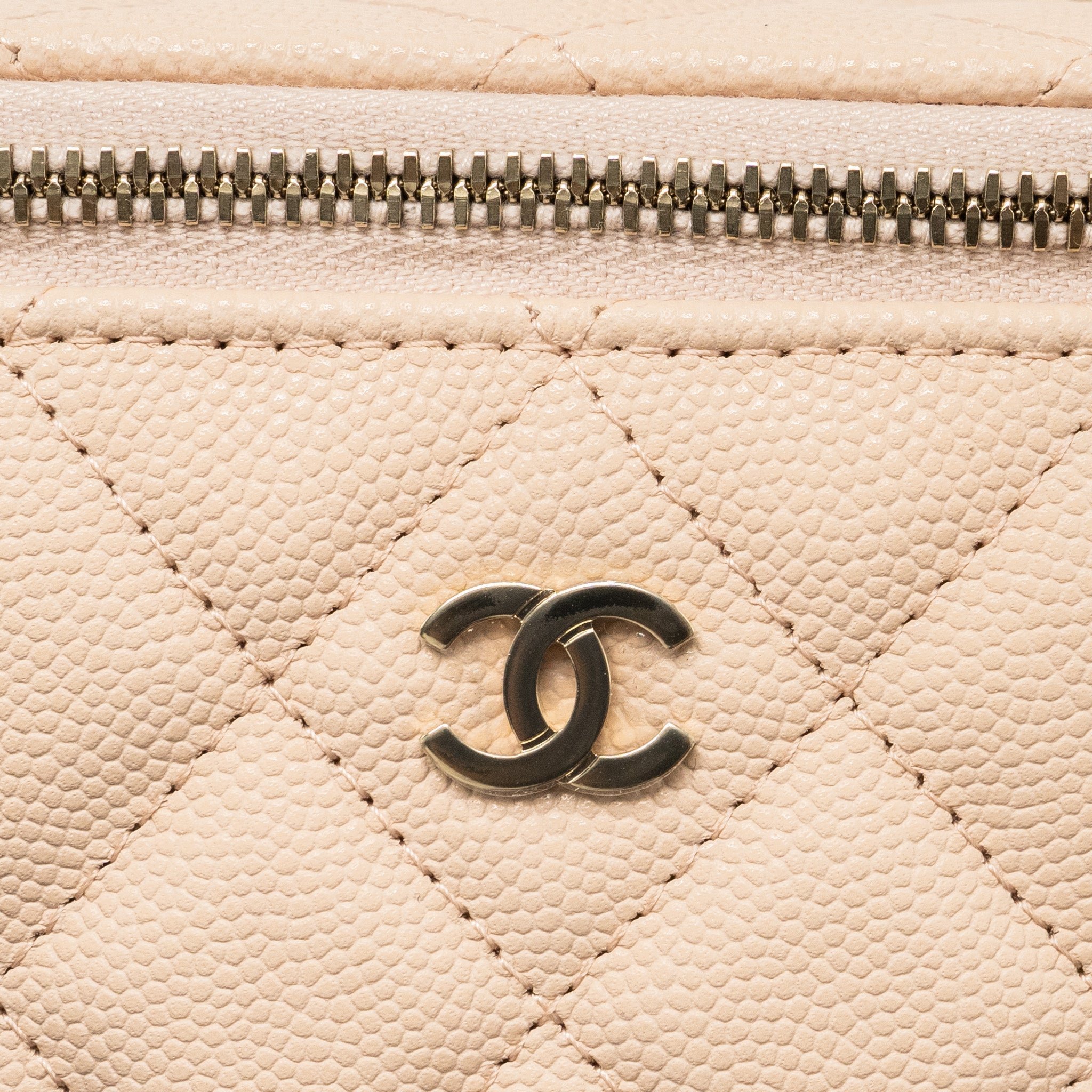 CHANEL MINI VANITY CASE CAVIAR LIGHT BEIGE LGHW