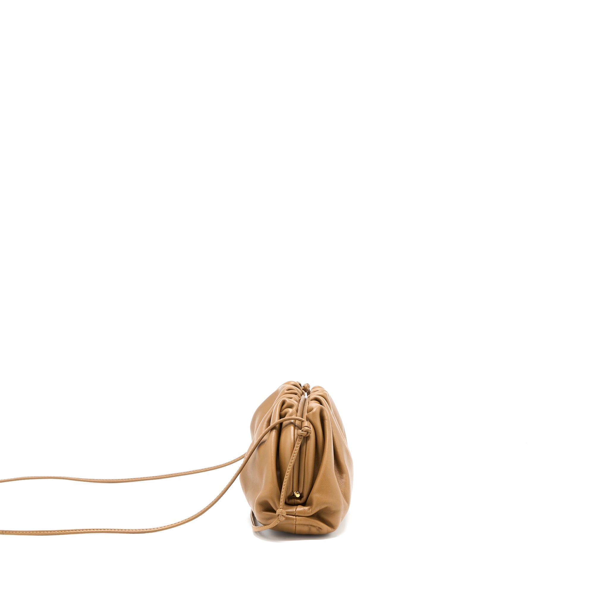 BOTTEGA VENETA MINI POUCH CALFSKIN CARAMEL GHW